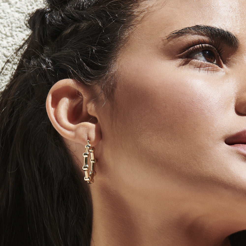 OBFJ2233 - 14k Beaded Tube Hoop Earrings 4