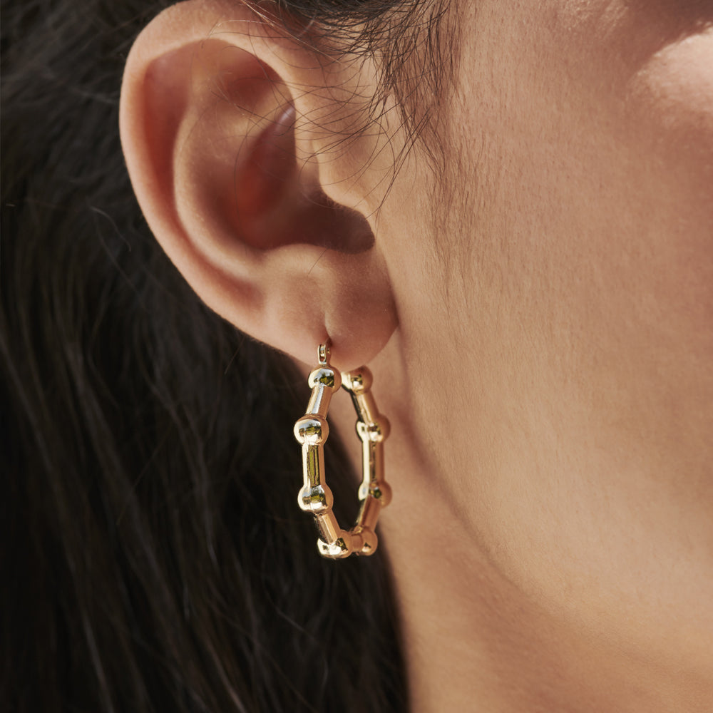 OBFJ2233 - 14k Beaded Tube Hoop Earrings 2