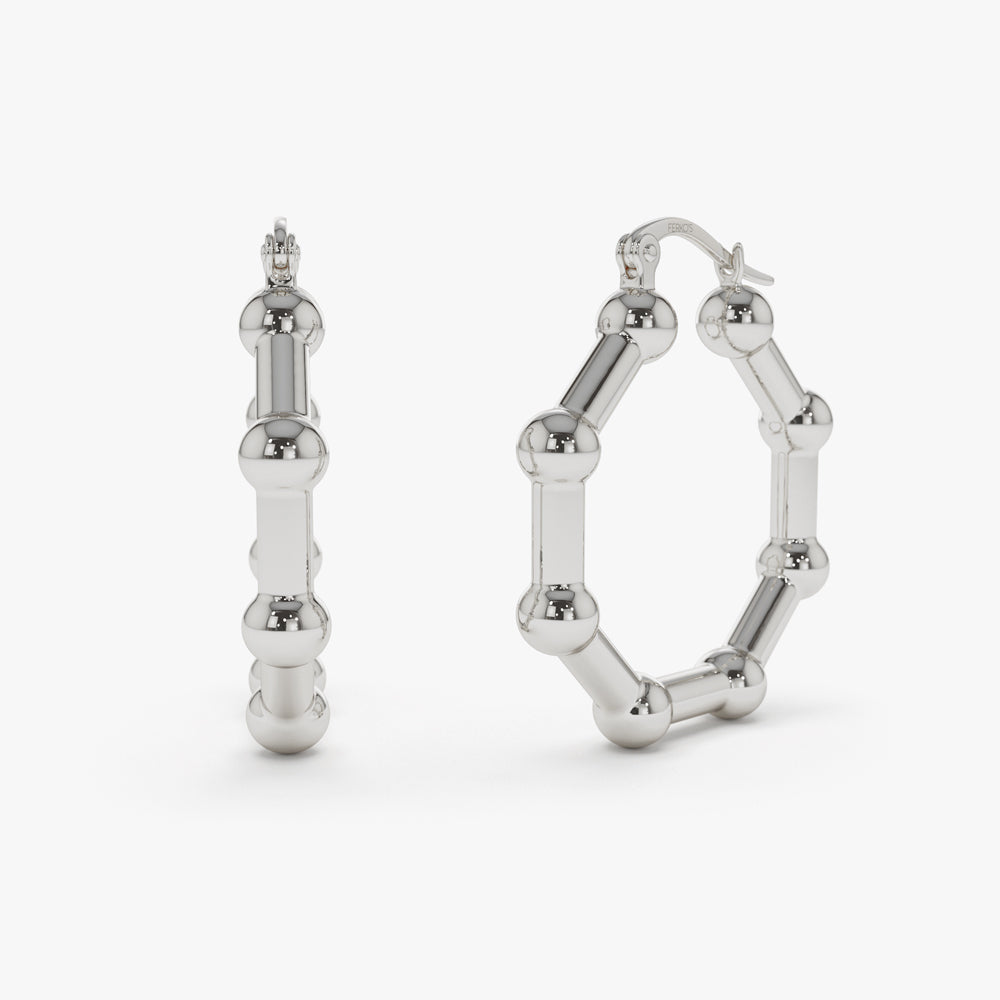 OBFJ2233 - 14k Beaded Tube Hoop Earrings 7