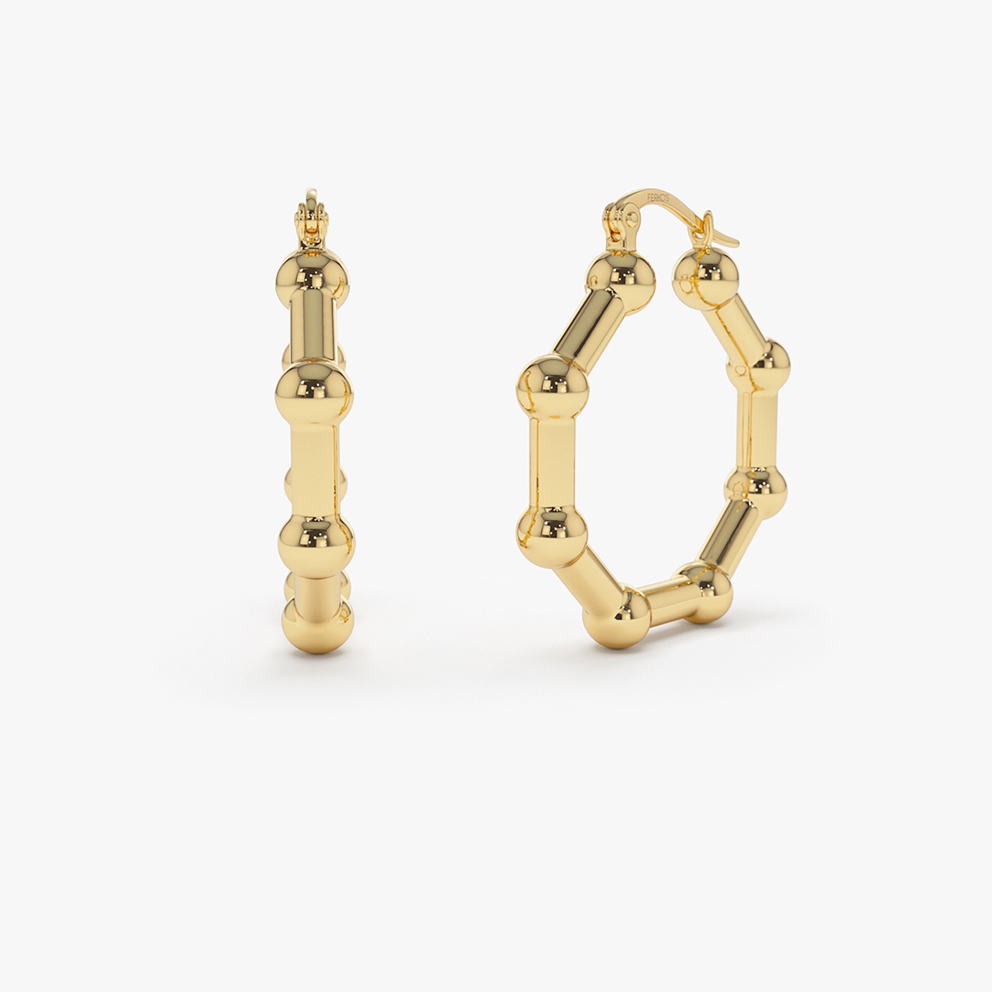 OBFJ2233 - 14k Beaded Tube Hoop Earrings 1