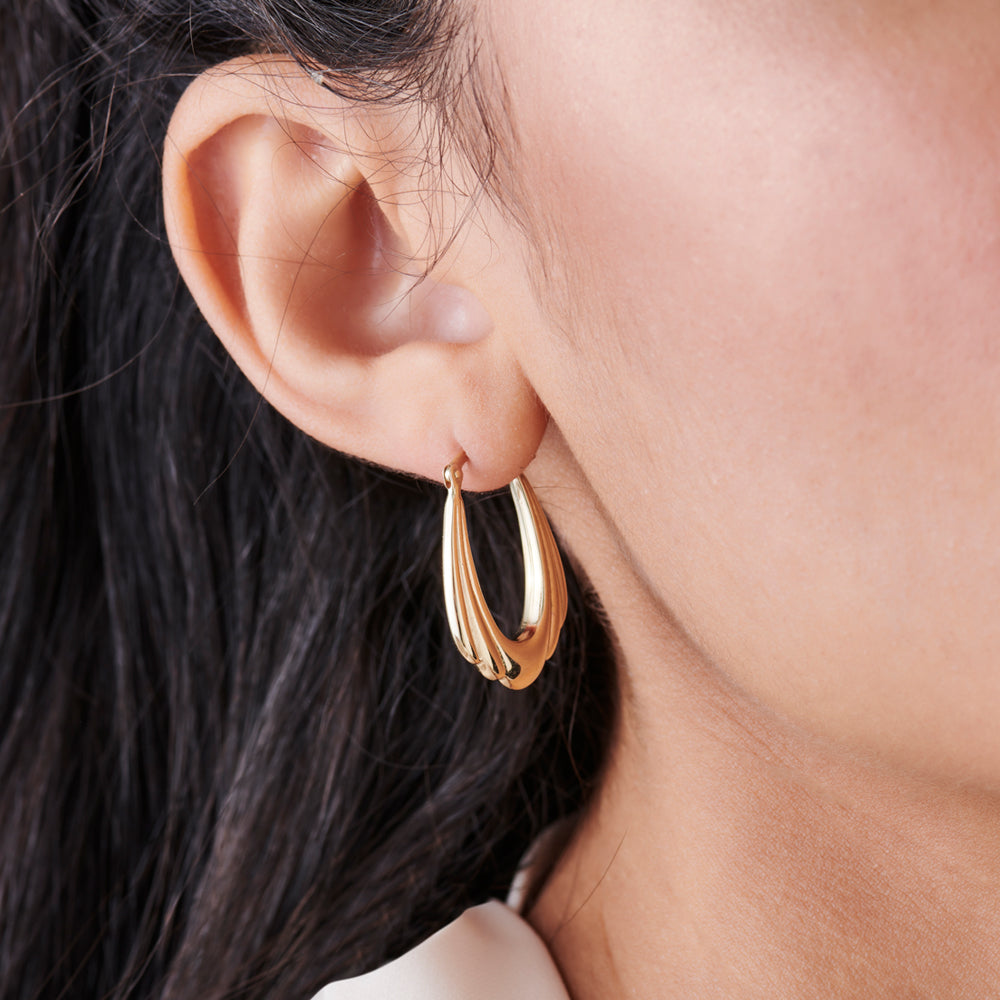 OBFJ2267 - 14k Layered Gold Earrings 2