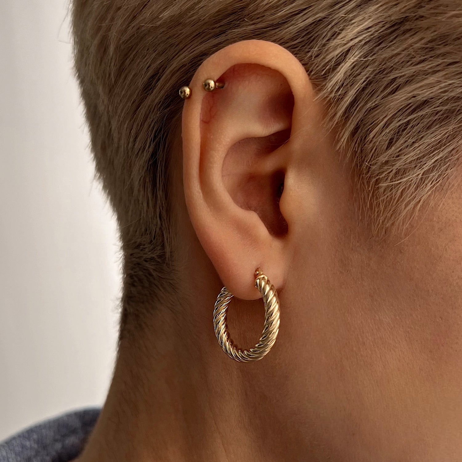 OBFJ0737 - 14k Gold Twist Rope Hoop Earrings 25MM 2