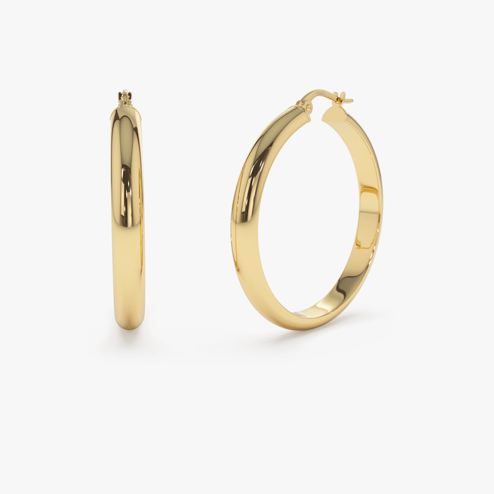 OBFJ1463 - 14k Large Gold Hoop Earrings 35MM 1