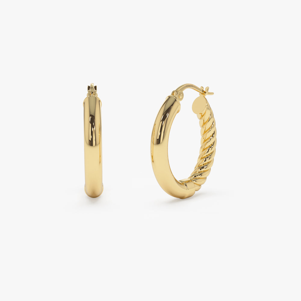 OBFJ1464 - 14k Inside-Out Gold Hoop Earrings 20MM 4