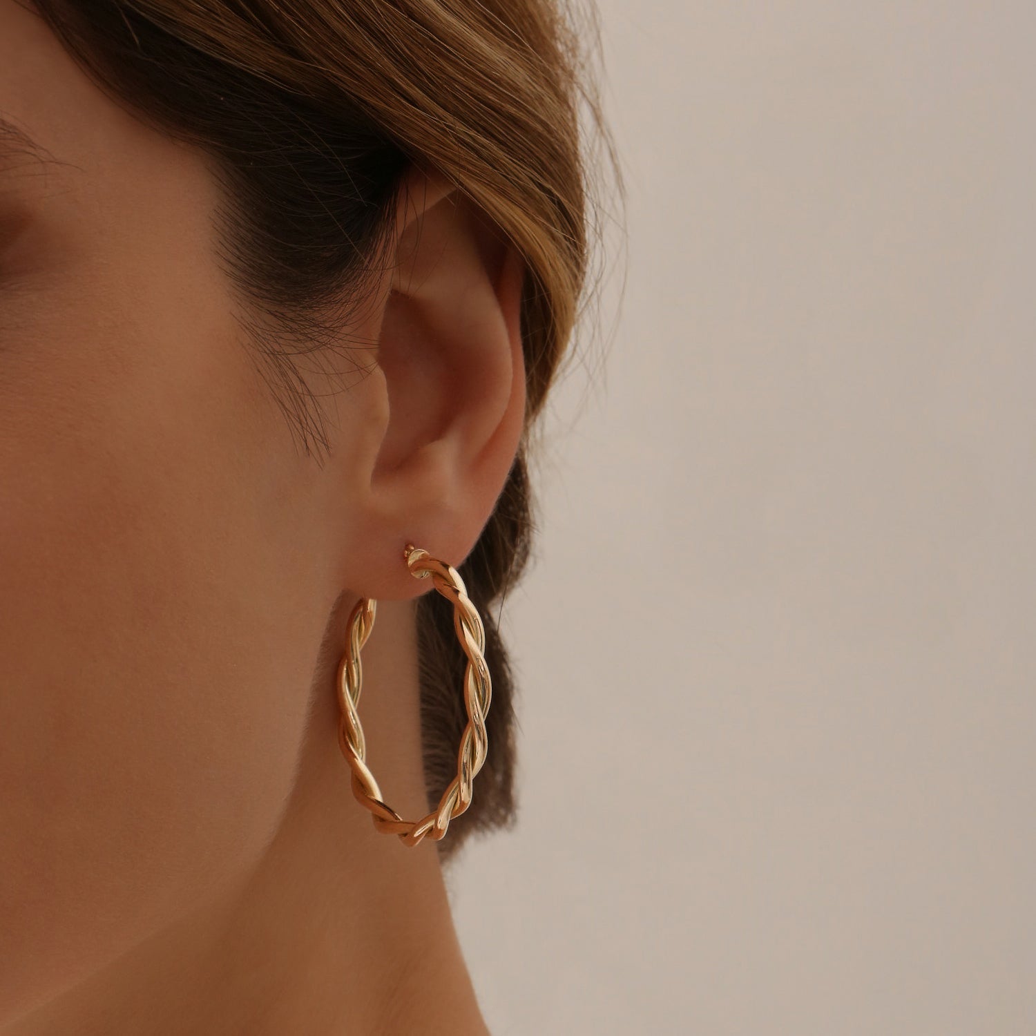 OBFJ1465 - 14k Twist Earrings 40MM 2