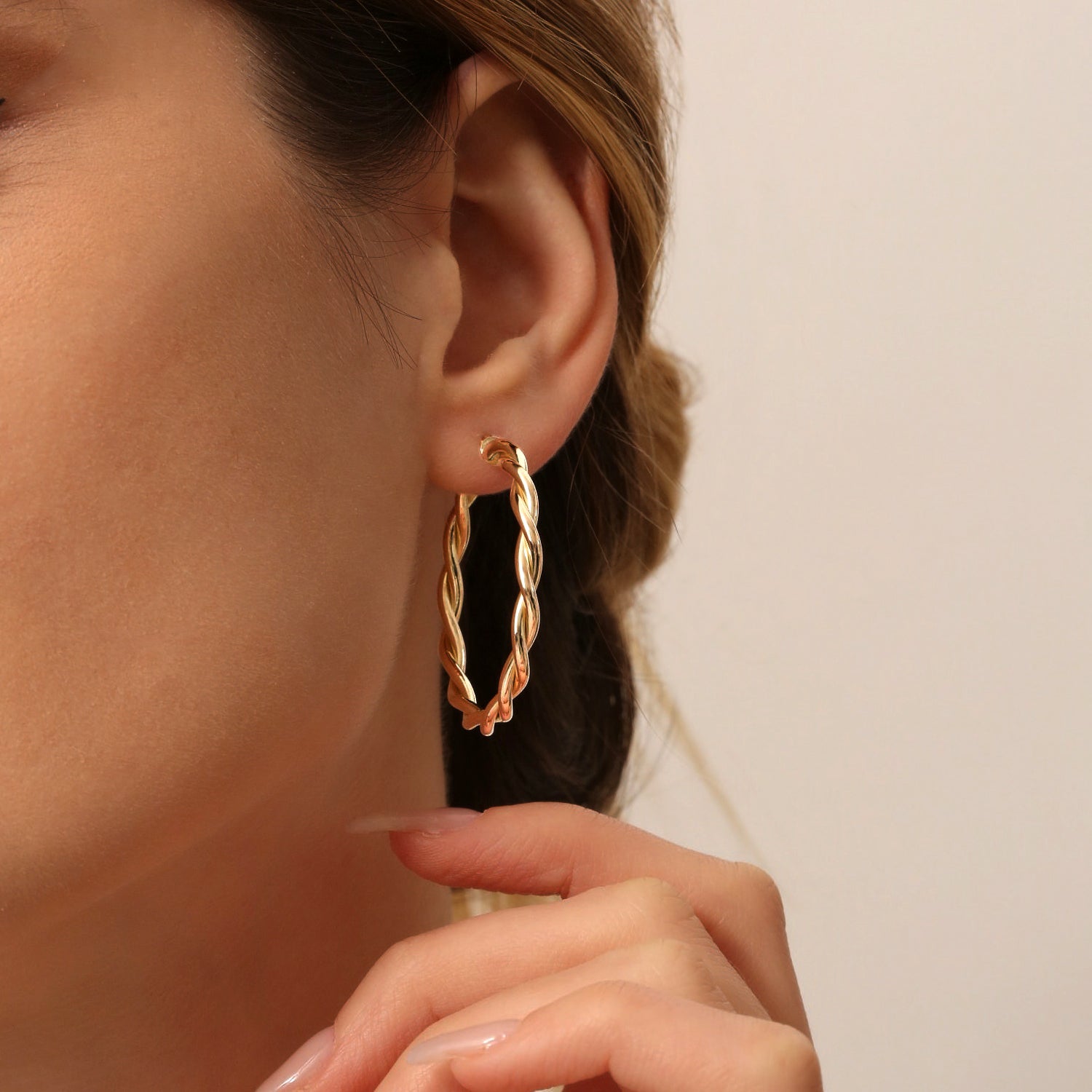 OBFJ1465 - 14k Twist Earrings 40MM 4
