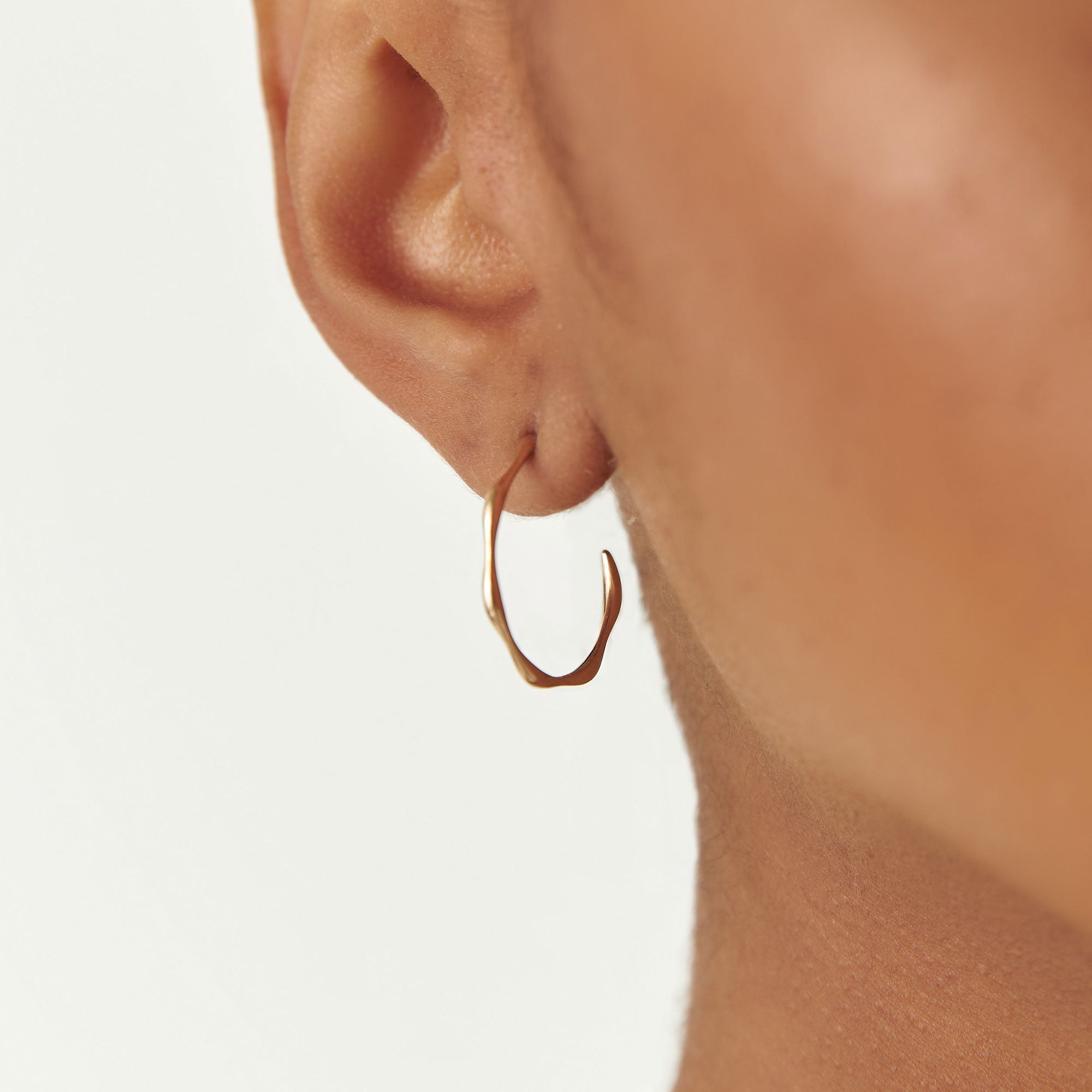 OBFJ0749 - 14k Large Wave Hoop Earrings 2