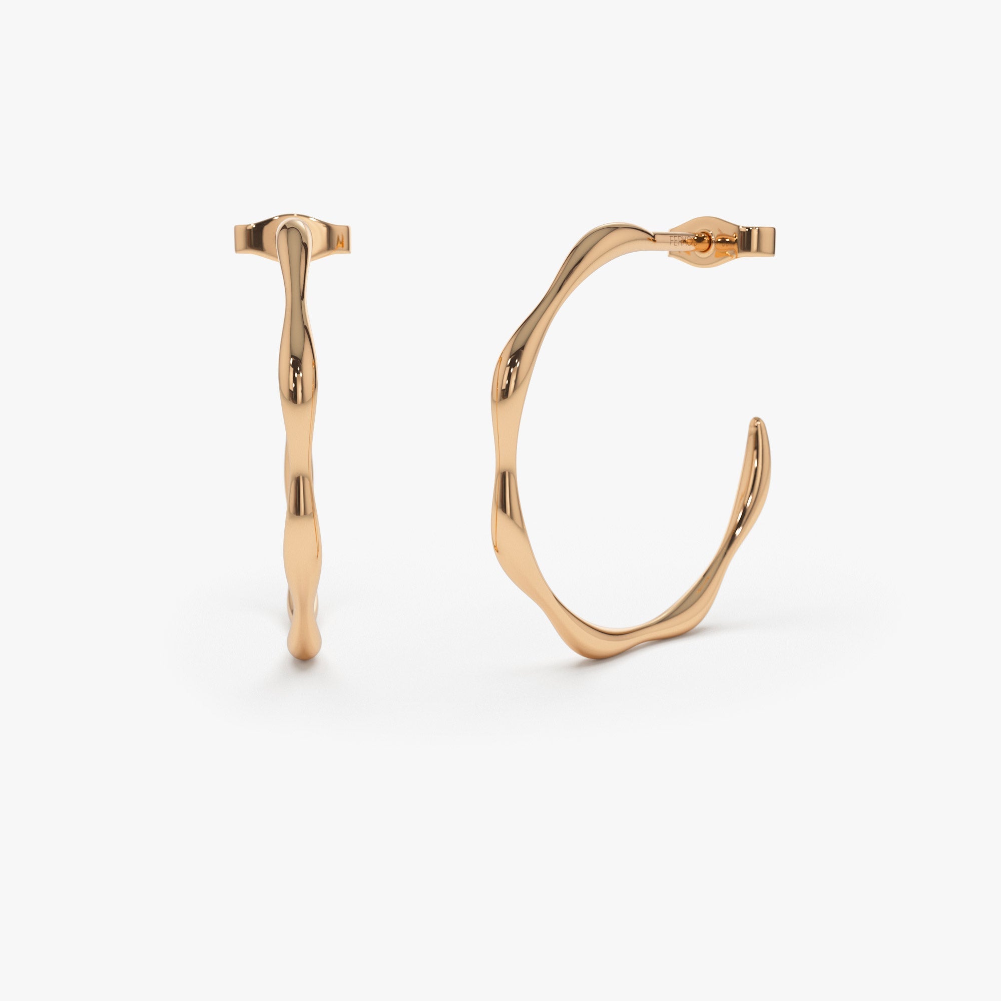 OBFJ0749 - 14k Large Wave Hoop Earrings 6
