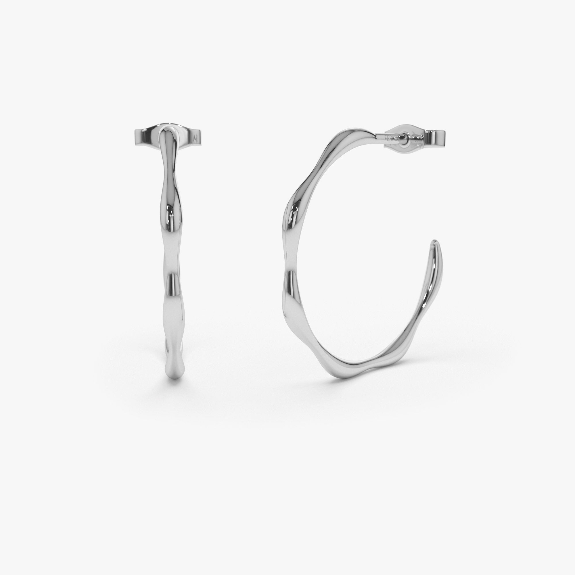 OBFJ0749 - 14k Large Wave Hoop Earrings 7