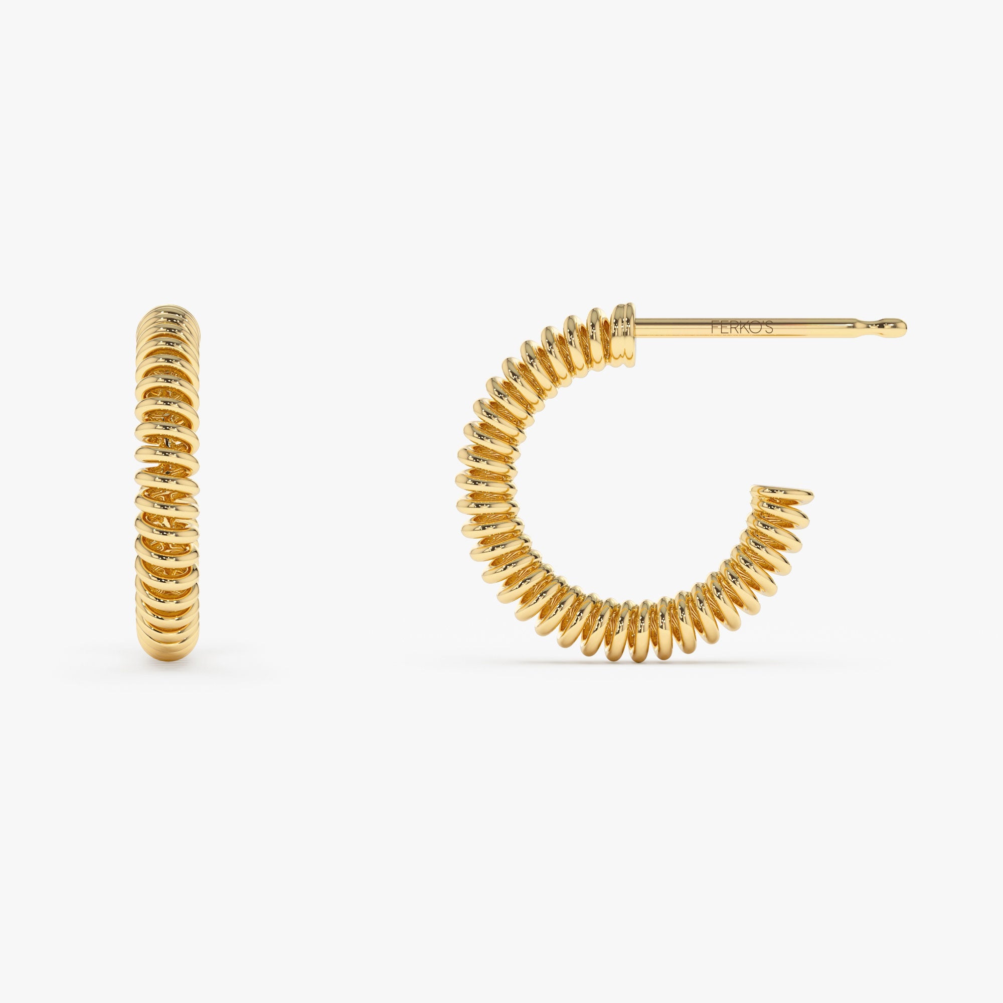 OBFJ1333 - 14k Unique Spiral C-Hoop Earring 8