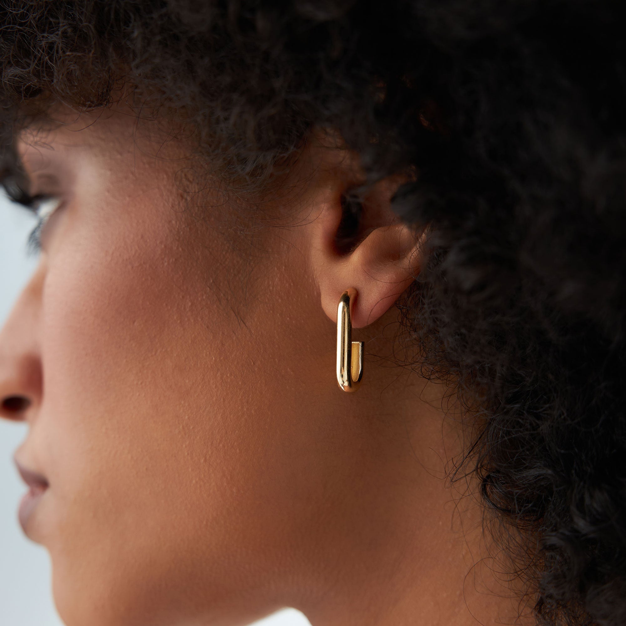 OBFJ1331 - 14k Bold Paper Clip Hoop Earrings 4