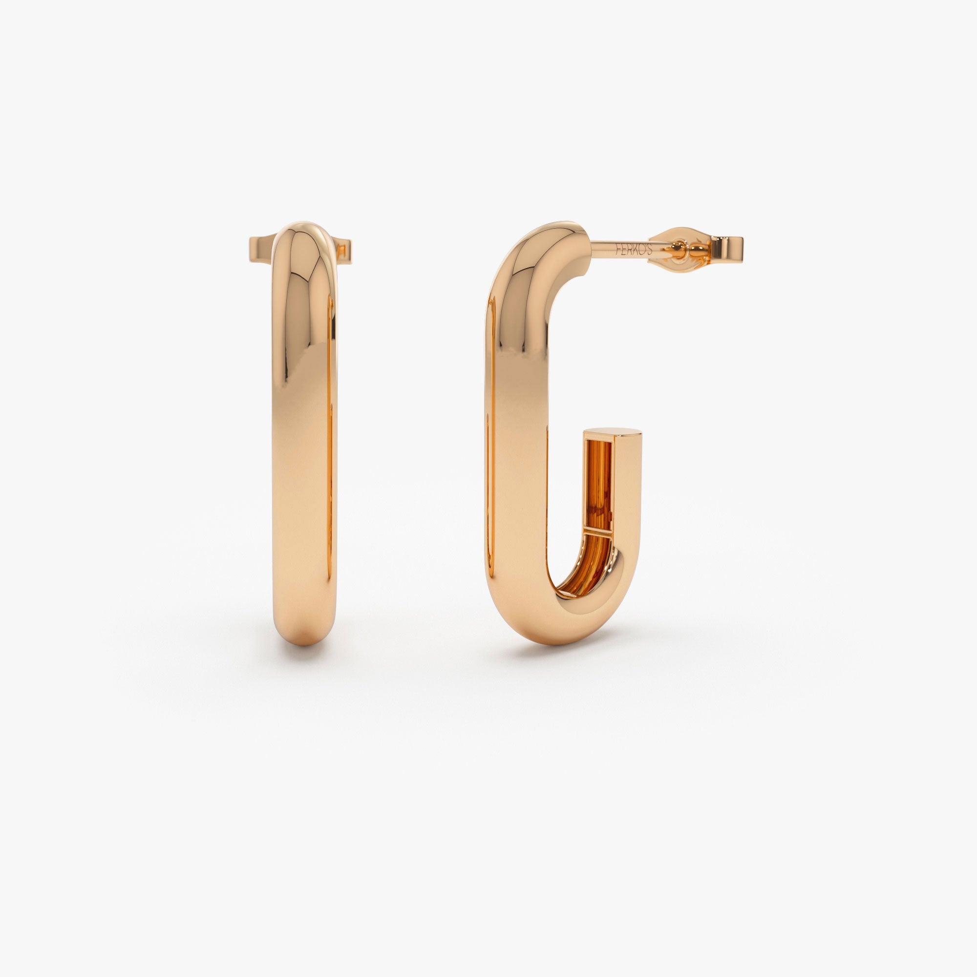 OBFJ1331 - 14k Bold Paper Clip Hoop Earrings 7
