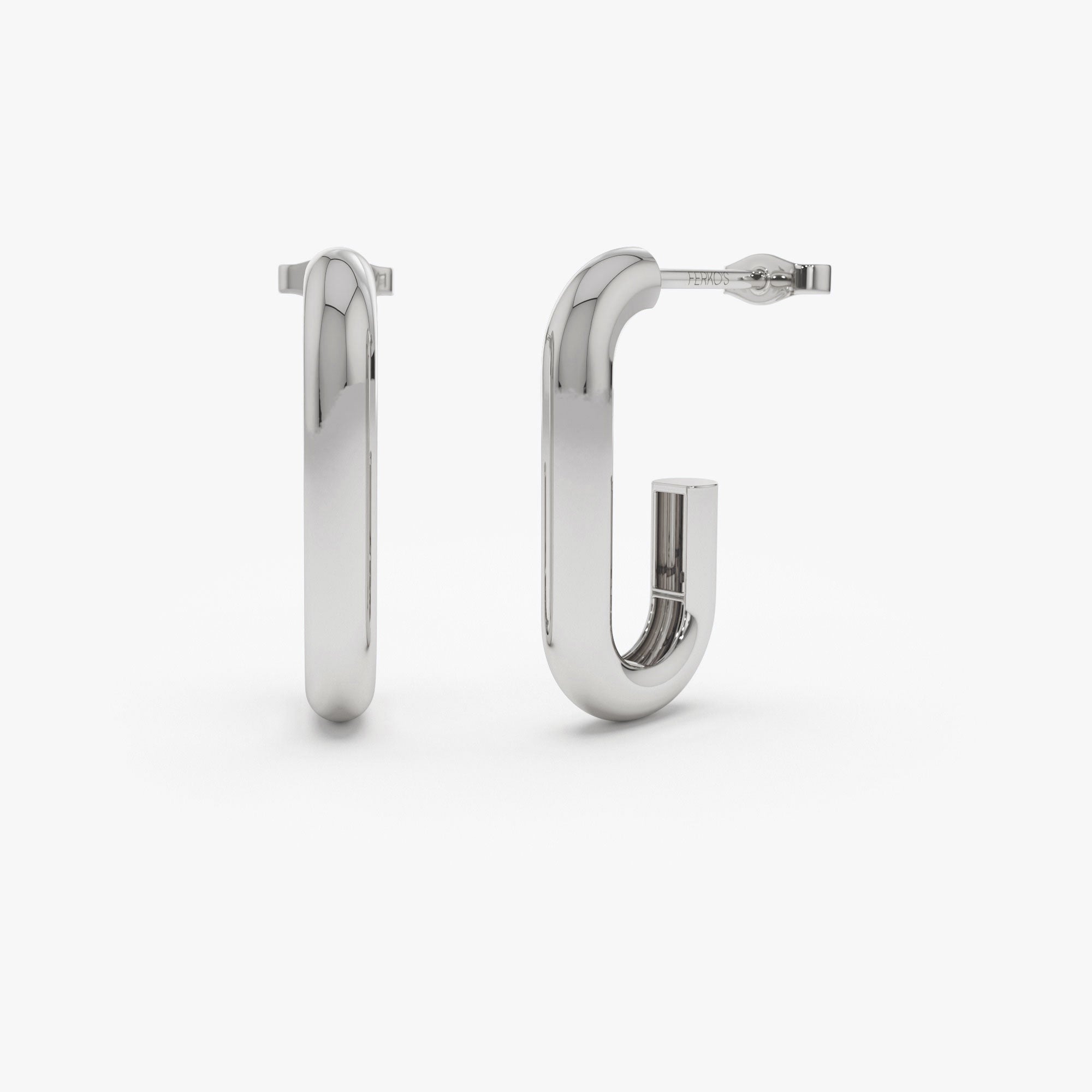 OBFJ1331 - 14k Bold Paper Clip Hoop Earrings 8