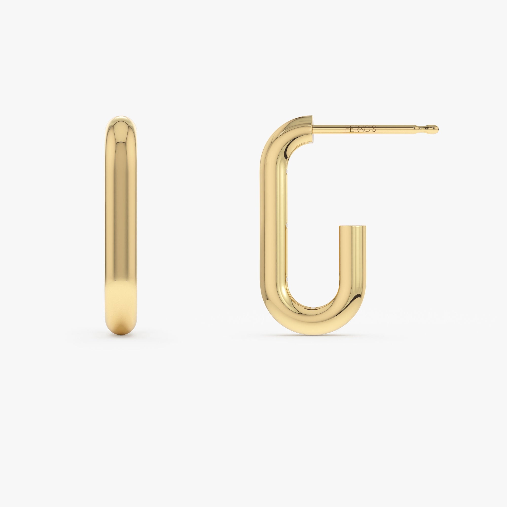 OBFJ1331 - 14k Bold Paper Clip Hoop Earrings 9