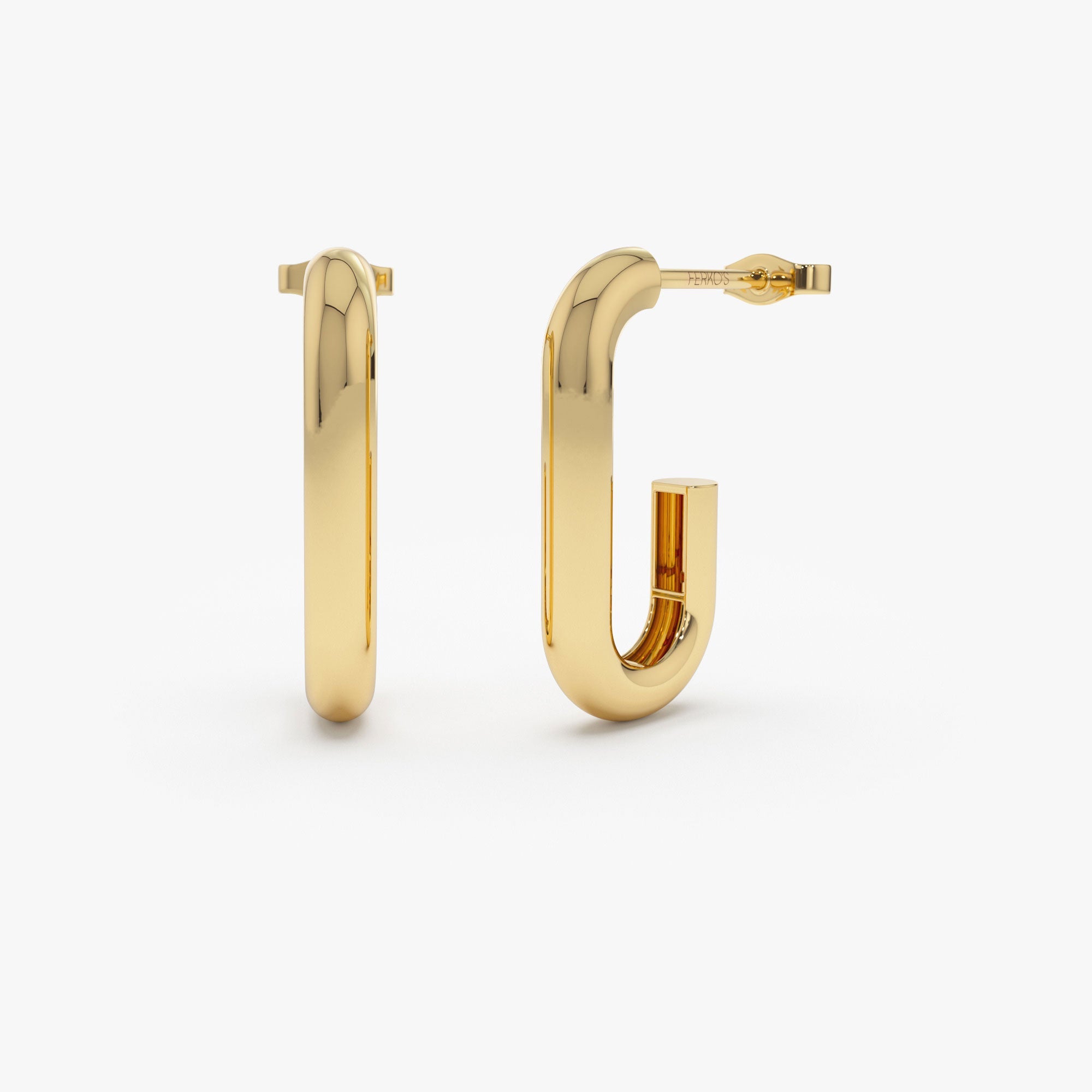 OBFJ1331 - 14k Bold Paper Clip Hoop Earrings 1