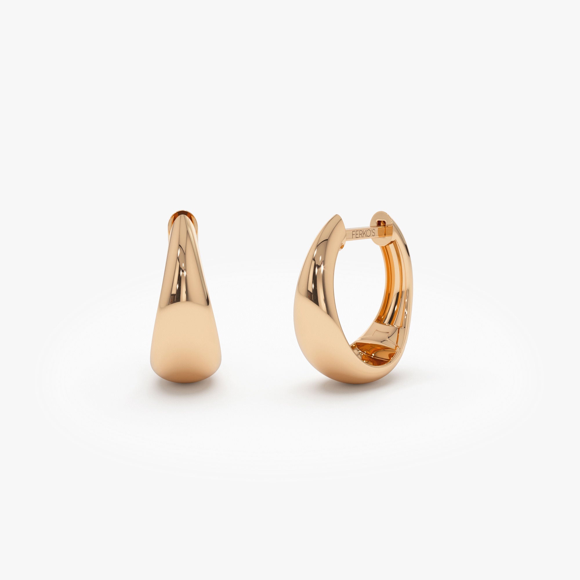 OBFJ1231 - 14k Gold Teardrop Hoop Earrings 7