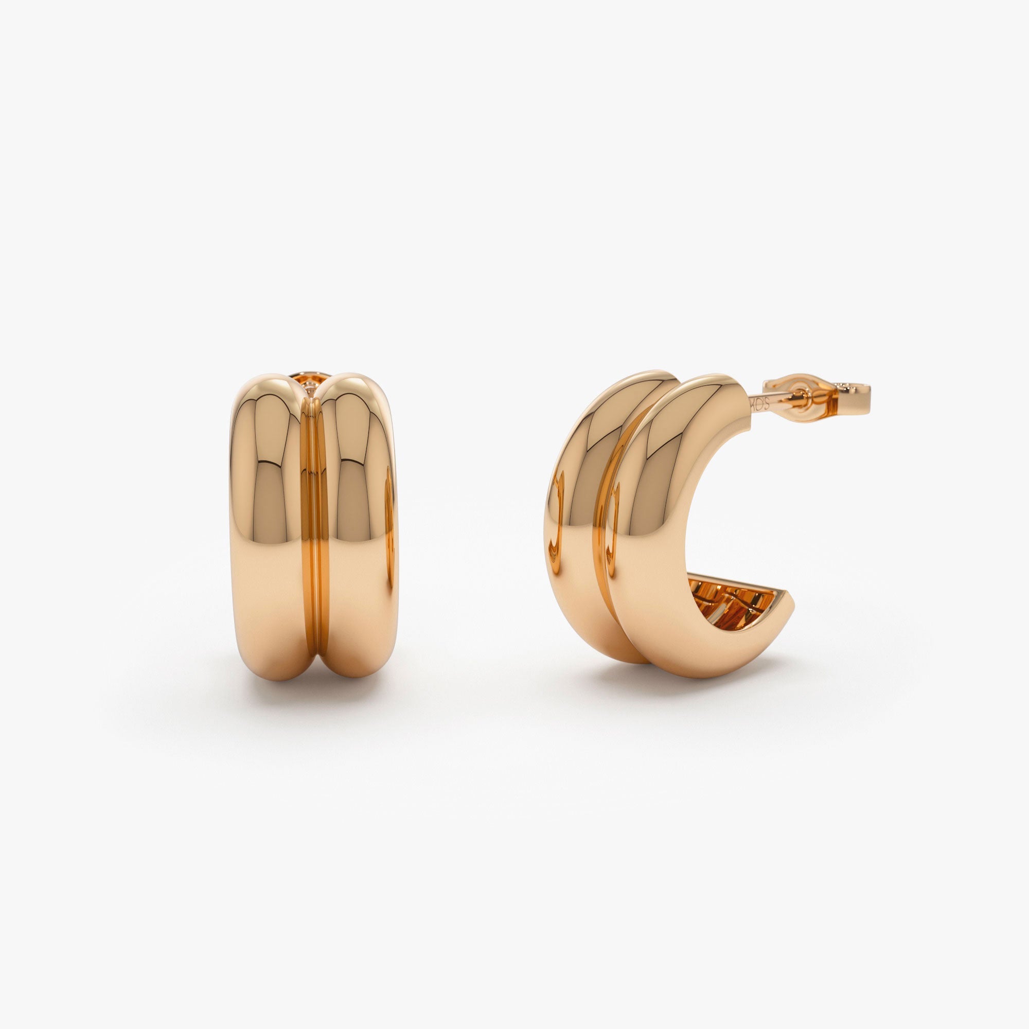 OBFJ1332 - 14k Solid Gold Twin C Hoops 7