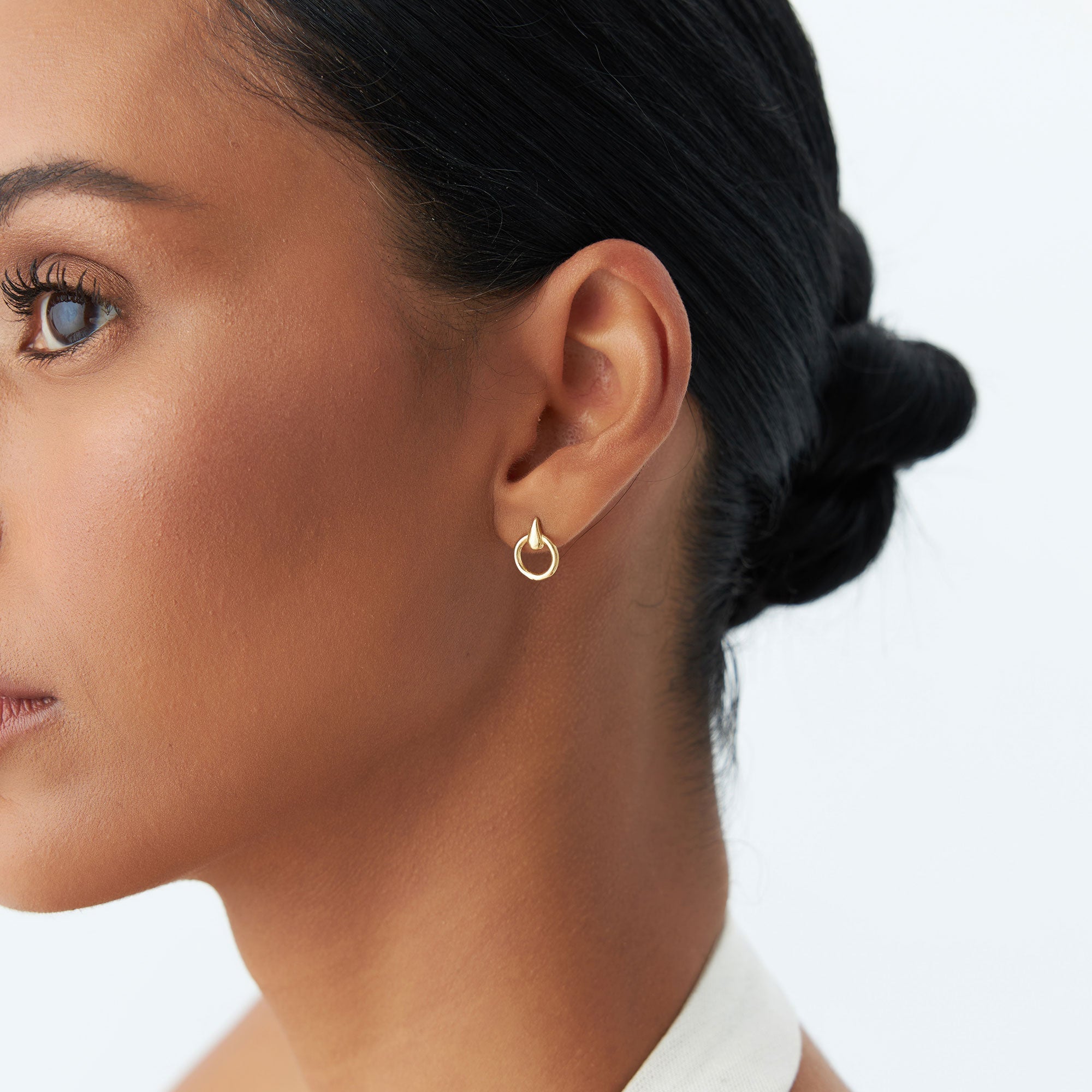 OBFJ1239 - 14k Dainty Circle Drop Earrings 4