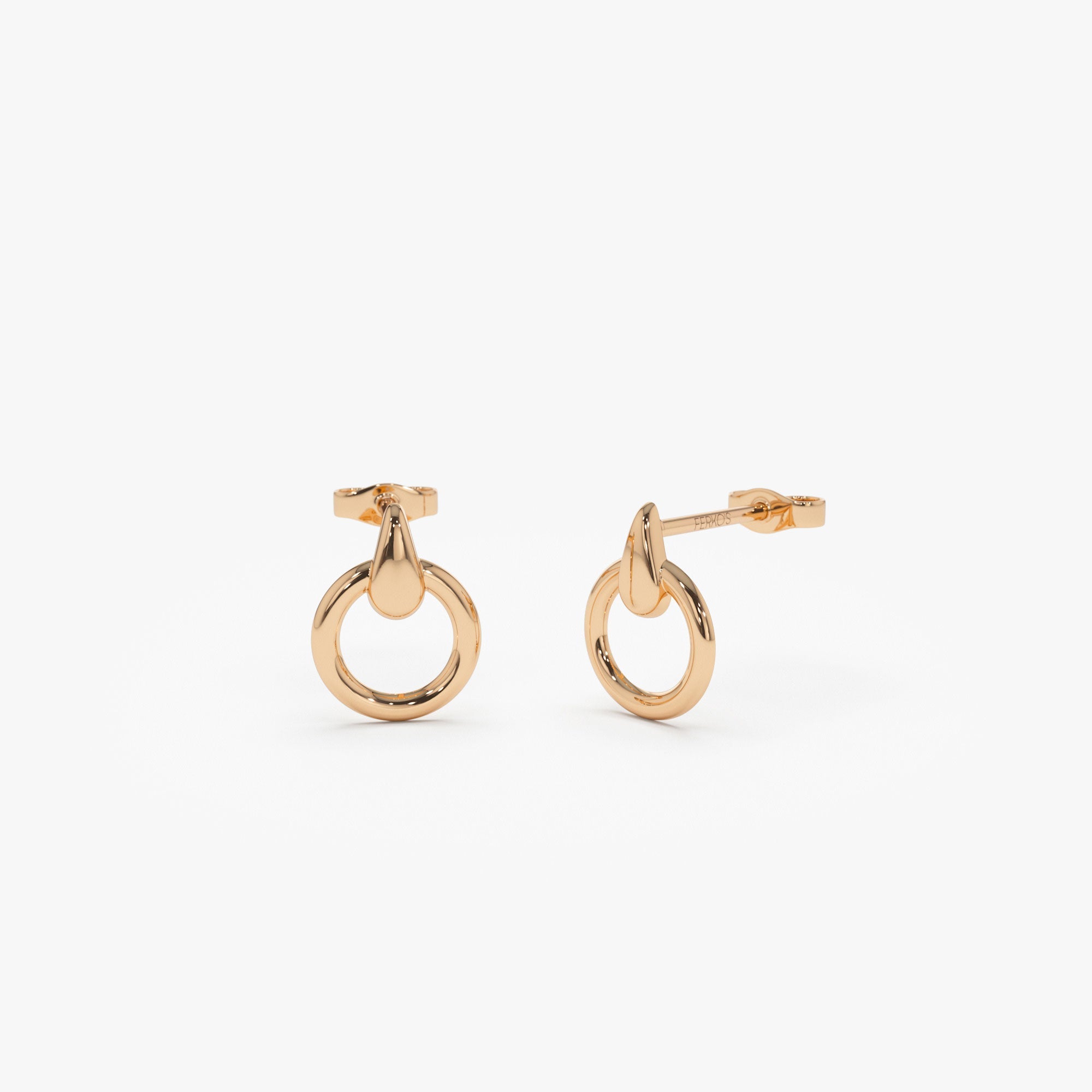 OBFJ1239 - 14k Dainty Circle Drop Earrings 6