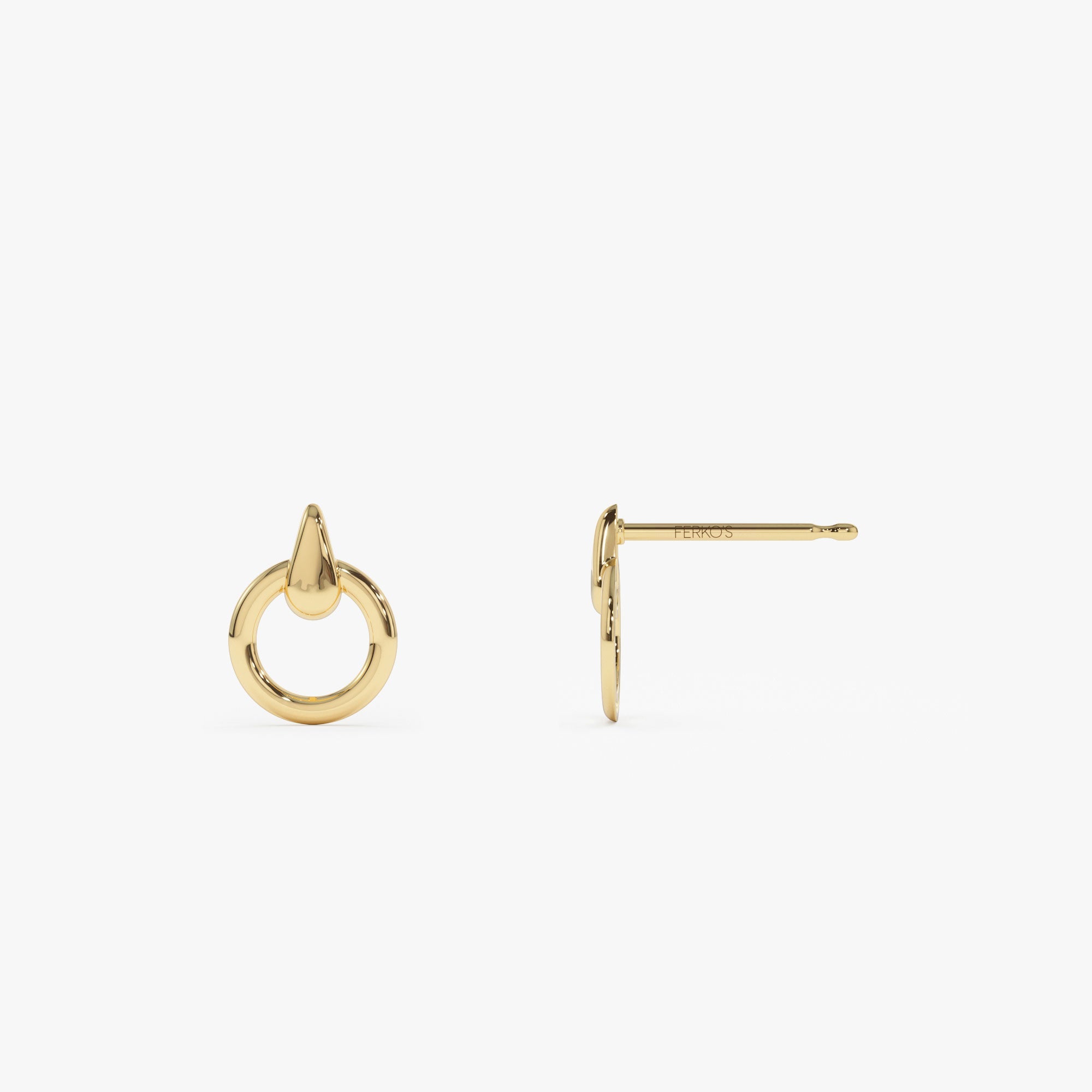 OBFJ1239 - 14k Dainty Circle Drop Earrings 8