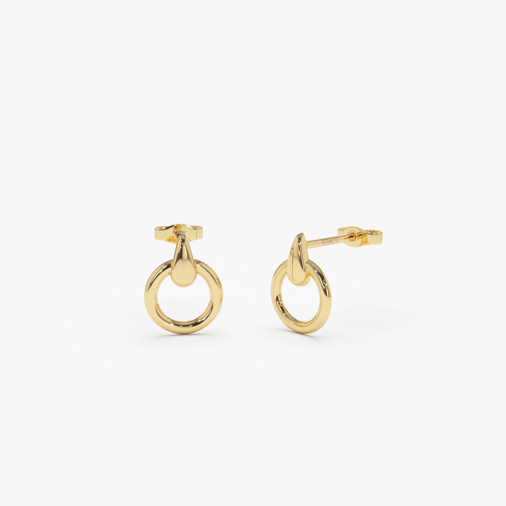 OBFJ1239 - 14k Dainty Circle Drop Earrings 1