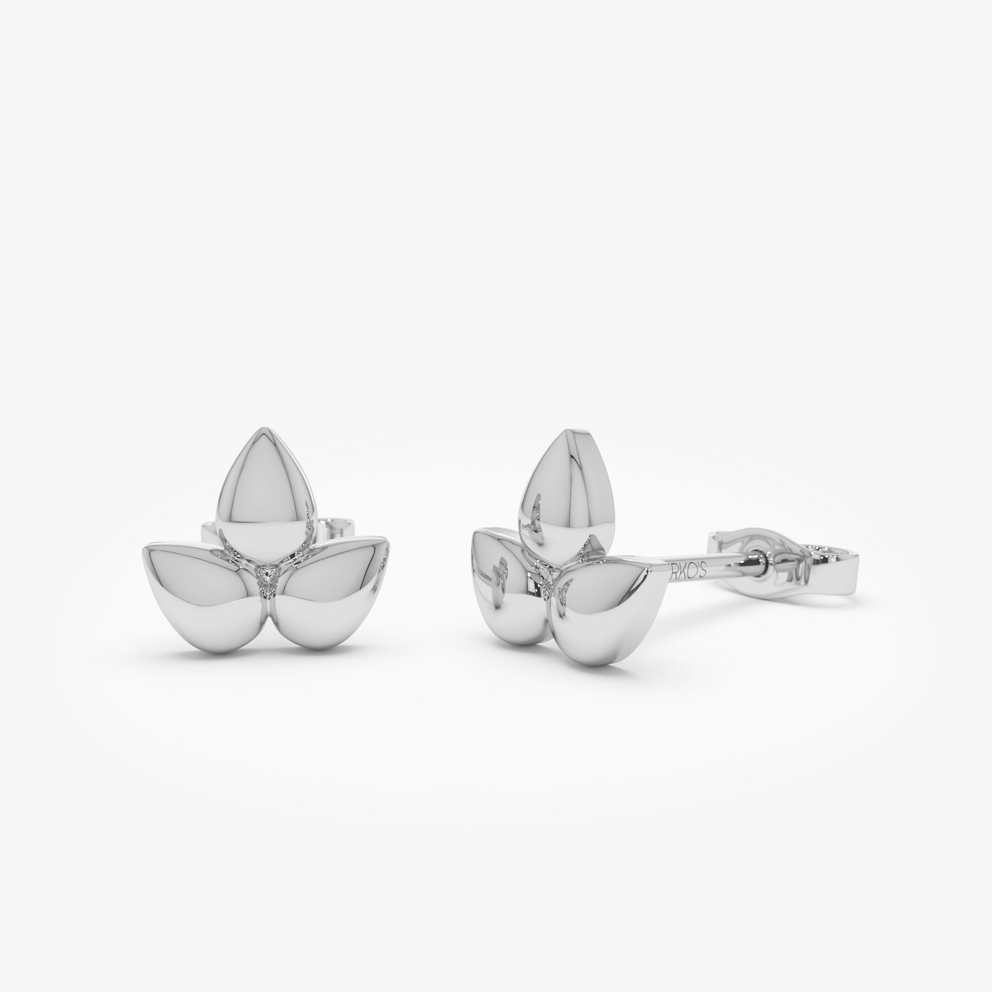 OBFJ0917 - 14K Trio Petal Stud Earrings 6