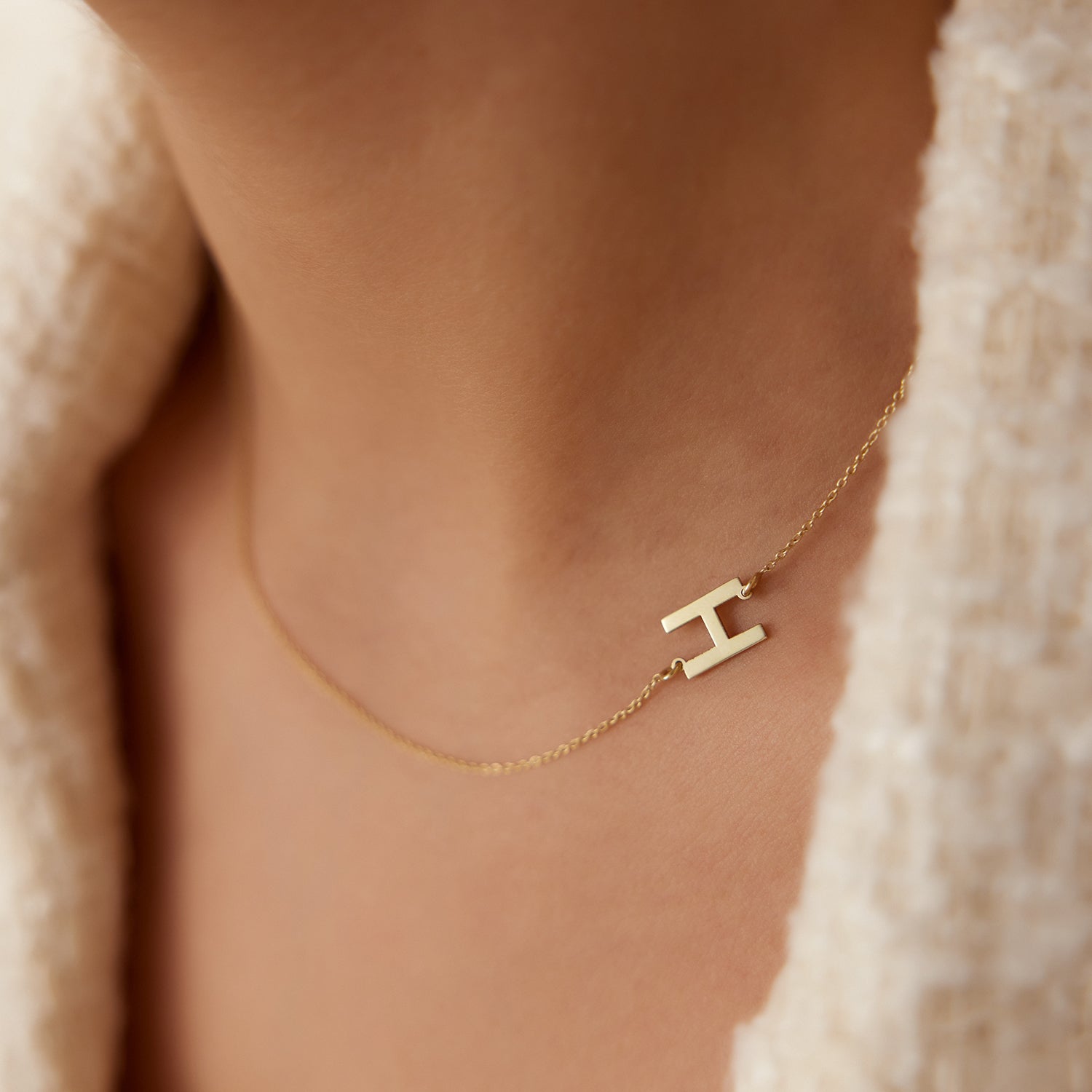 OBFJ1579 - 14k Sideways Initial Necklace 1