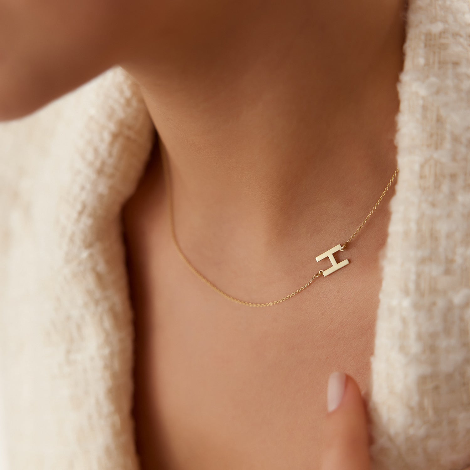 OBFJ1579 - 14k Sideways Initial Necklace 5