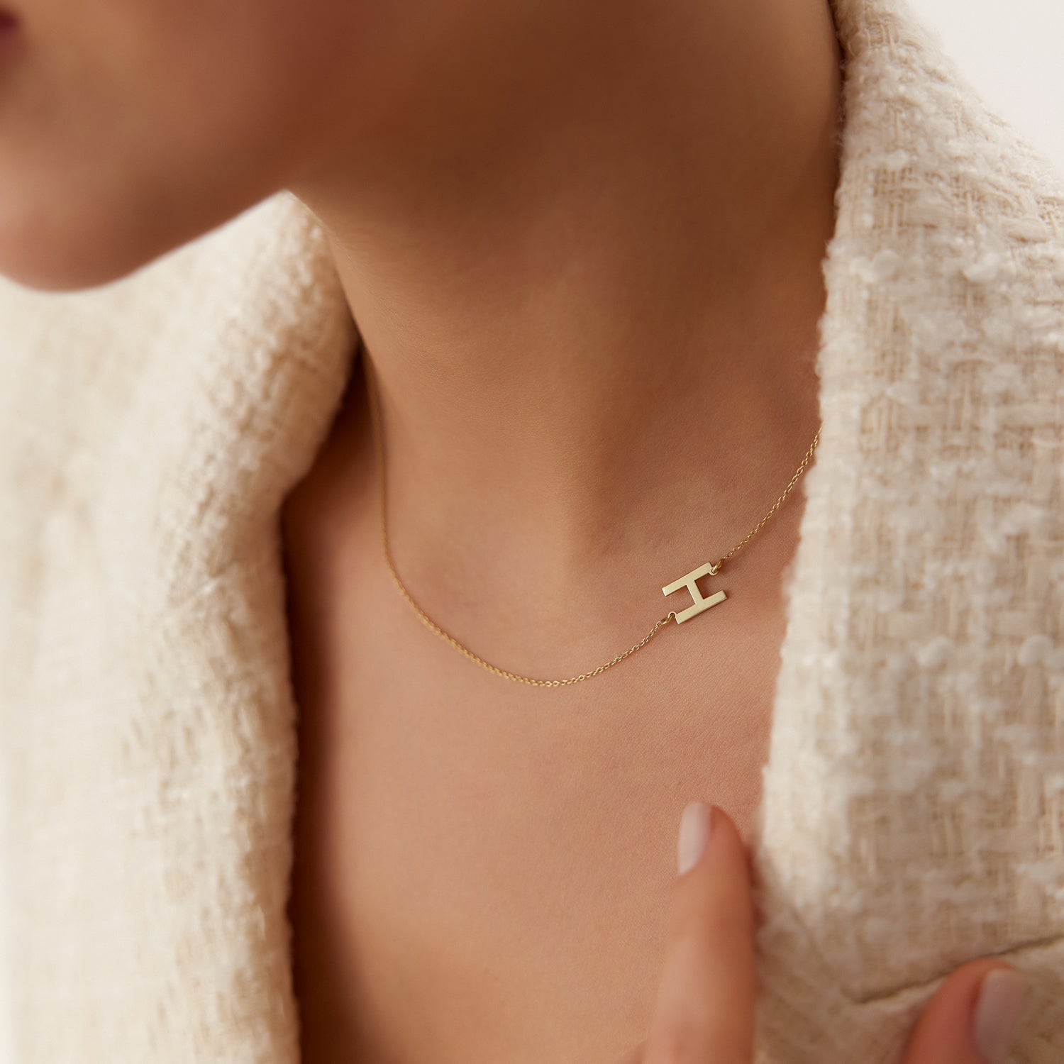 OBFJ1579 - 14k Sideways Initial Necklace 2