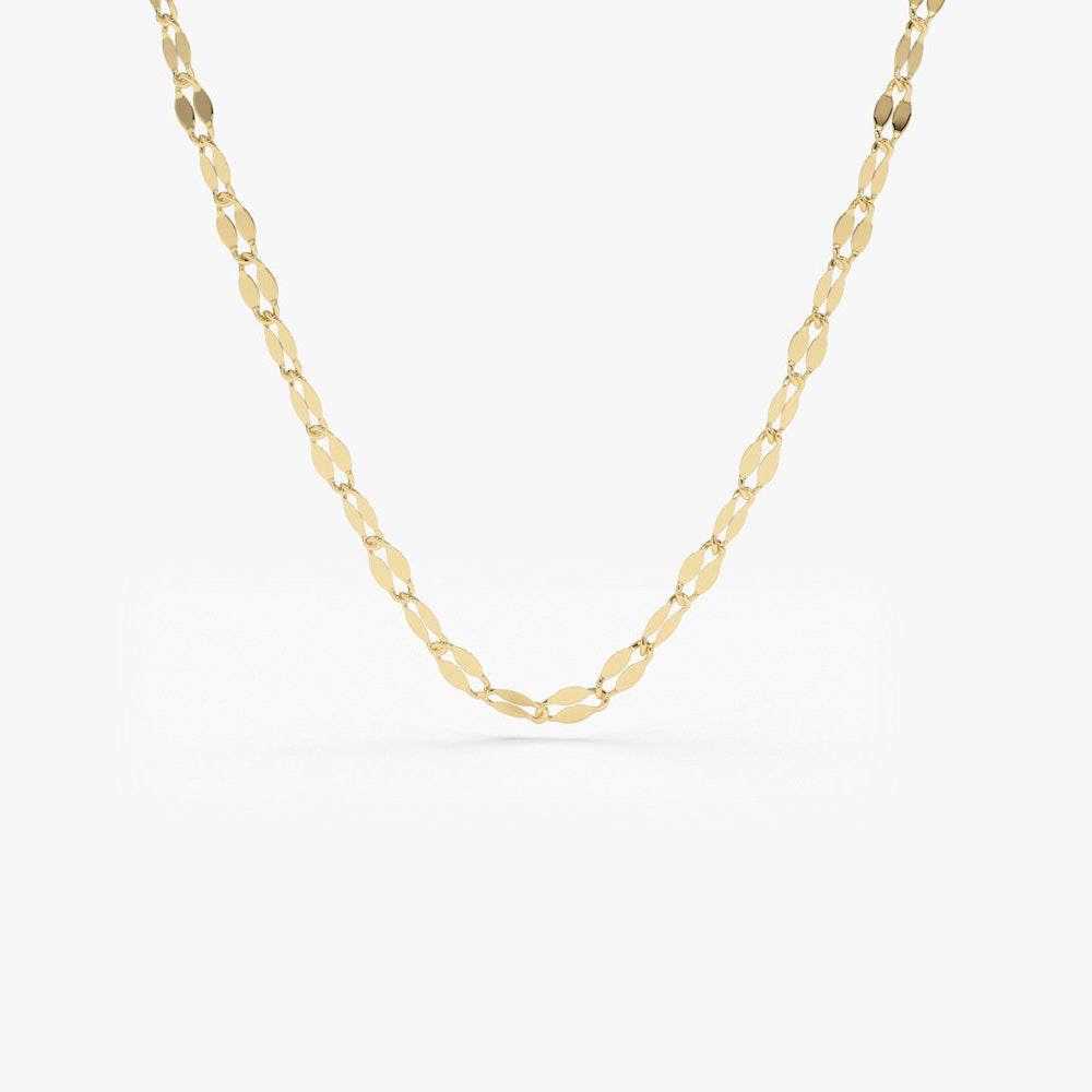 OBFJ1907 - Sparkle Diamond Cut Chain necklace in selectable metal and diamond options - Roselle Jewelry view 1