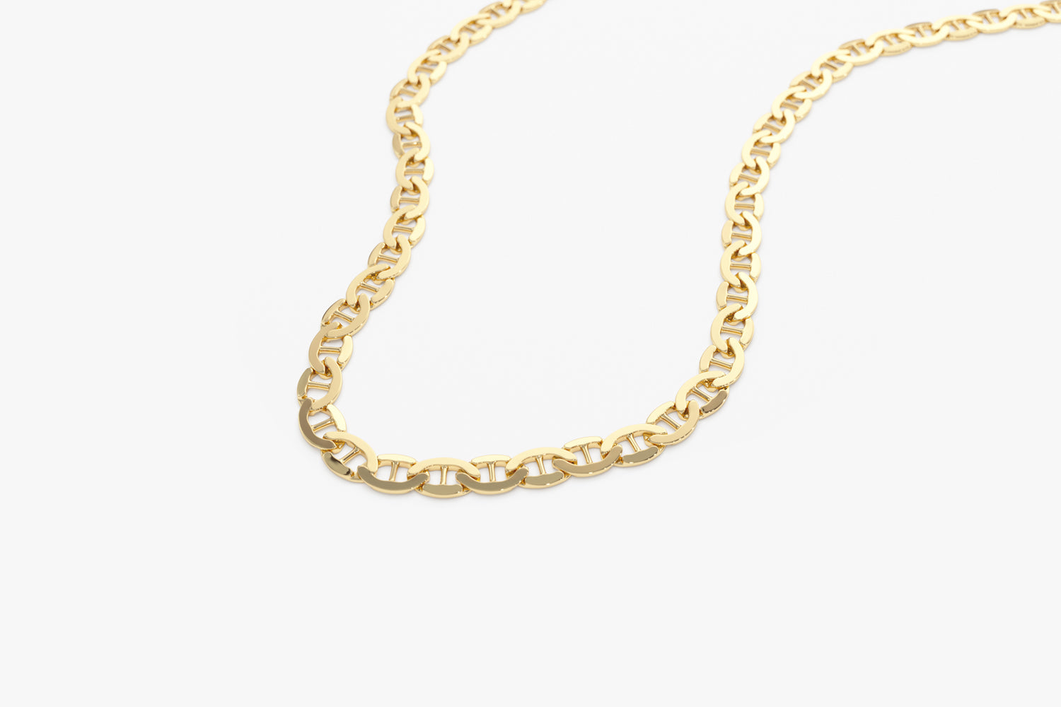 OBFJ2150 - 3.5 MM Mariner Chain Link Necklace necklace in selectable metal and diamond options - Roselle Jewelry view 4