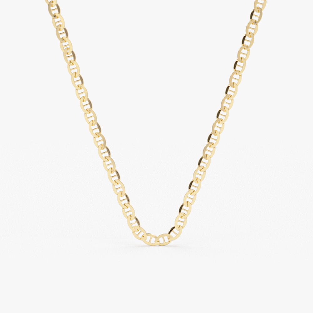 OBFJ2150 - 3.5 MM Mariner Chain Link Necklace necklace in selectable metal and diamond options - Roselle Jewelry view 1