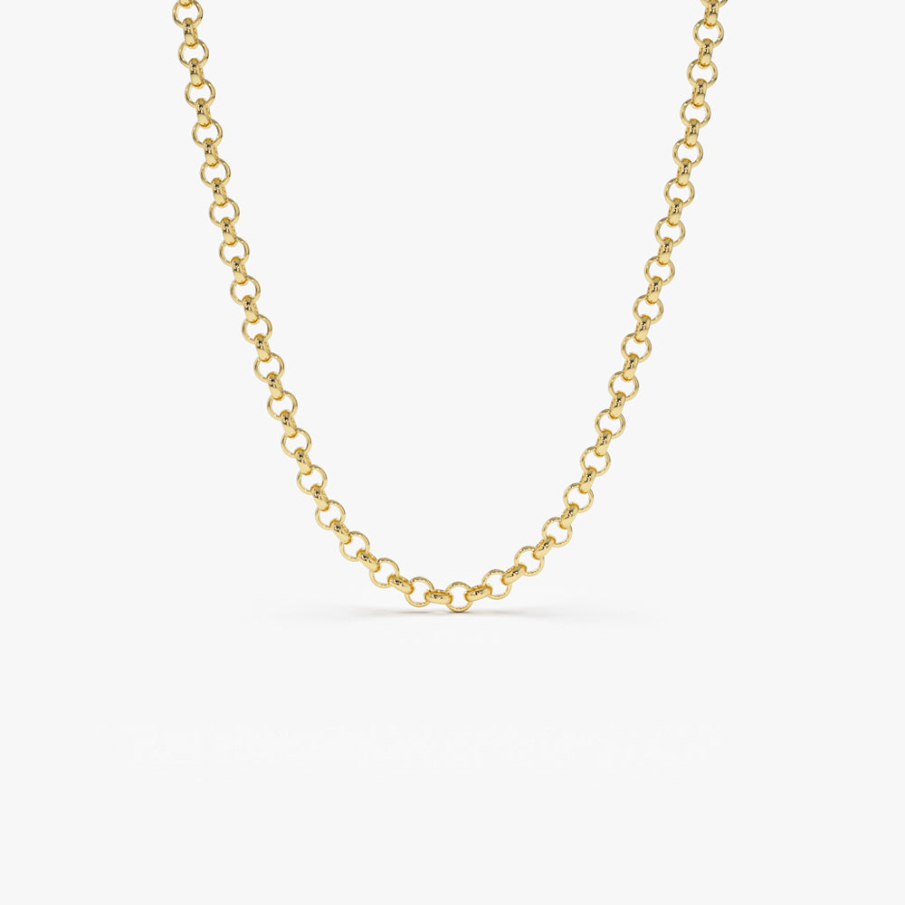OBFJ2269 - 3MM Rolo Chain necklace in selectable metal and diamond options - Roselle Jewelry view 1