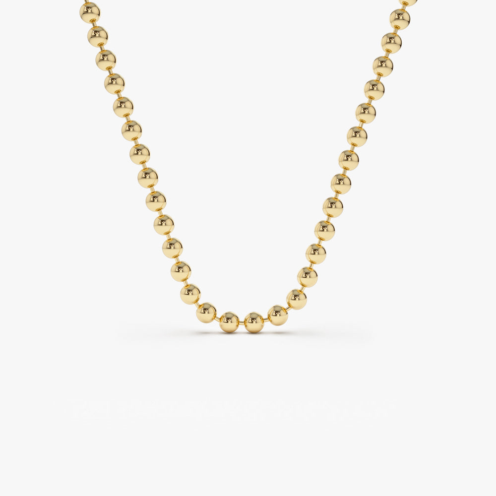 OBFJ1525 - 14K Solid Gold 2MM Bead Chain Necklace 1