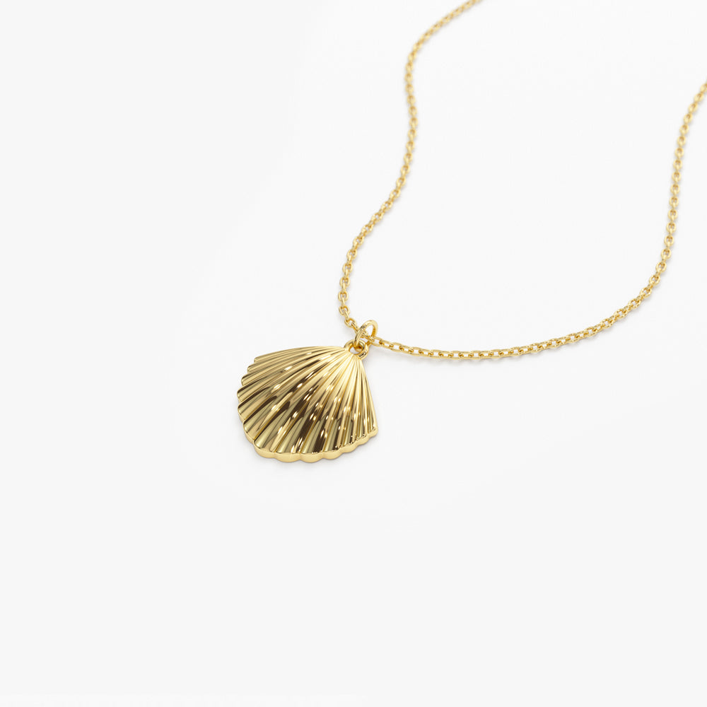 OBFJ2245 - Shell Charm Necklace necklace in selectable metal and diamond options - Roselle Jewelry view 8