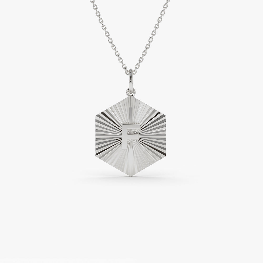 OBFJ1466 - 14k Sparkle Hexagon Disc Initial Necklace 5