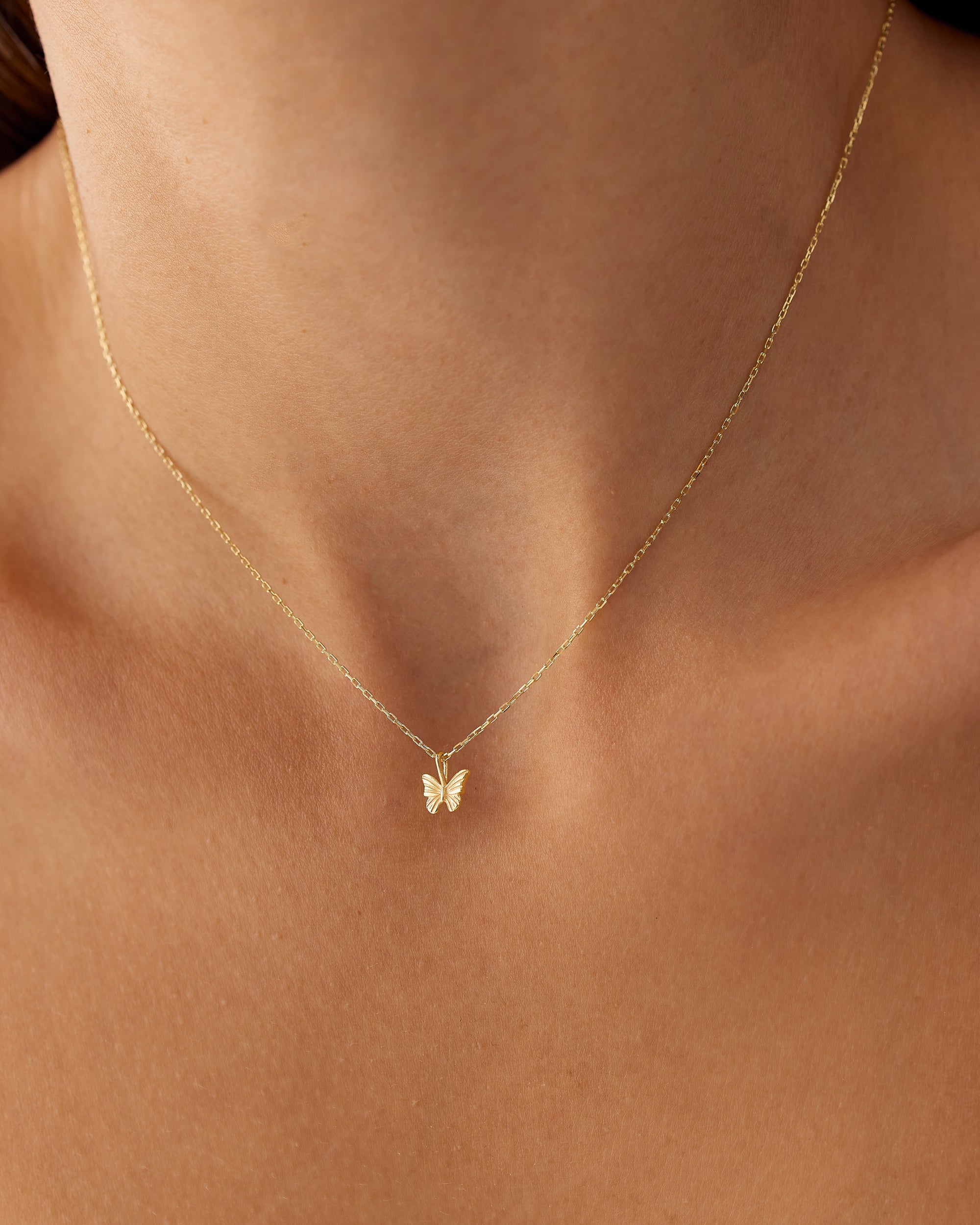 OBFJ1299 - 14k Mini Butterfly Charm Necklace 5