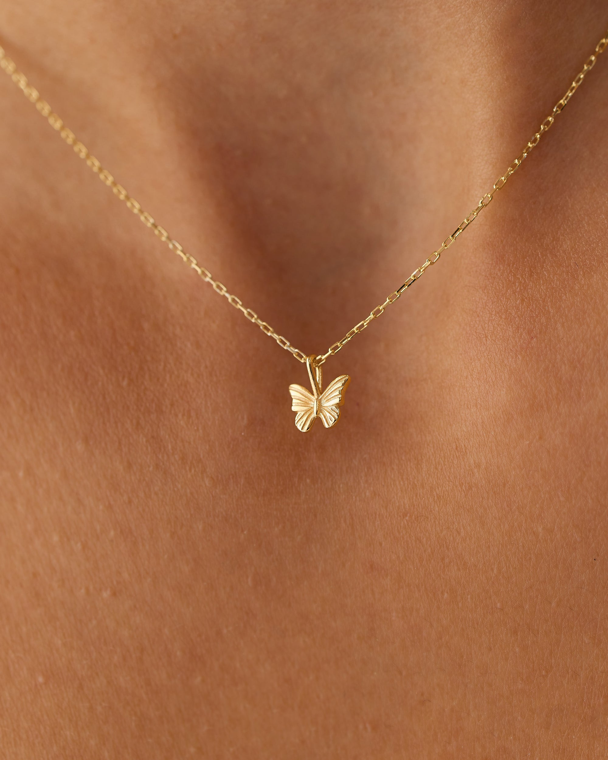 OBFJ1299 - 14k Mini Butterfly Charm Necklace 3