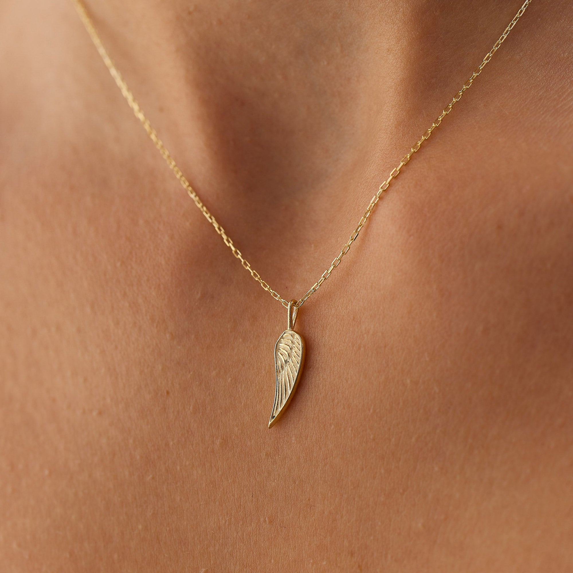 OBFJ1300 - 14K Angel Wings Pendant Necklace 2