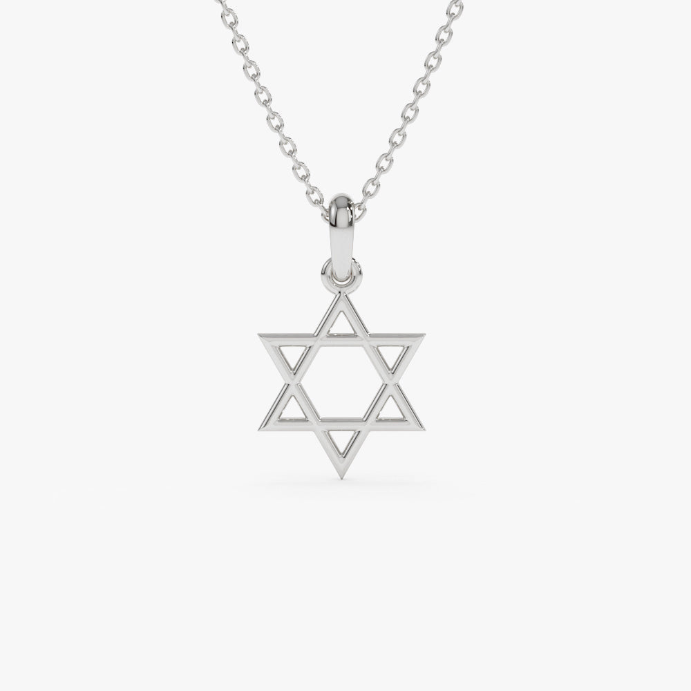 OBFJ1270 - 14K Plain Gold Star Of David Necklace 6