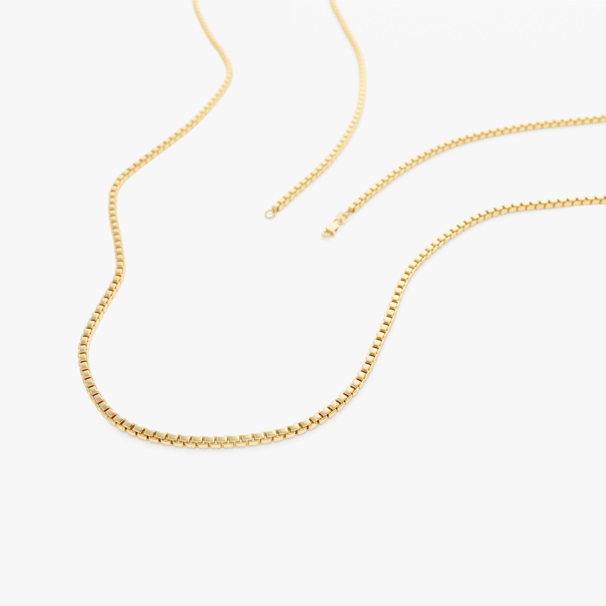 OBFJ0988 - 14K Gold Box Chain Necklace 1.25mm 7