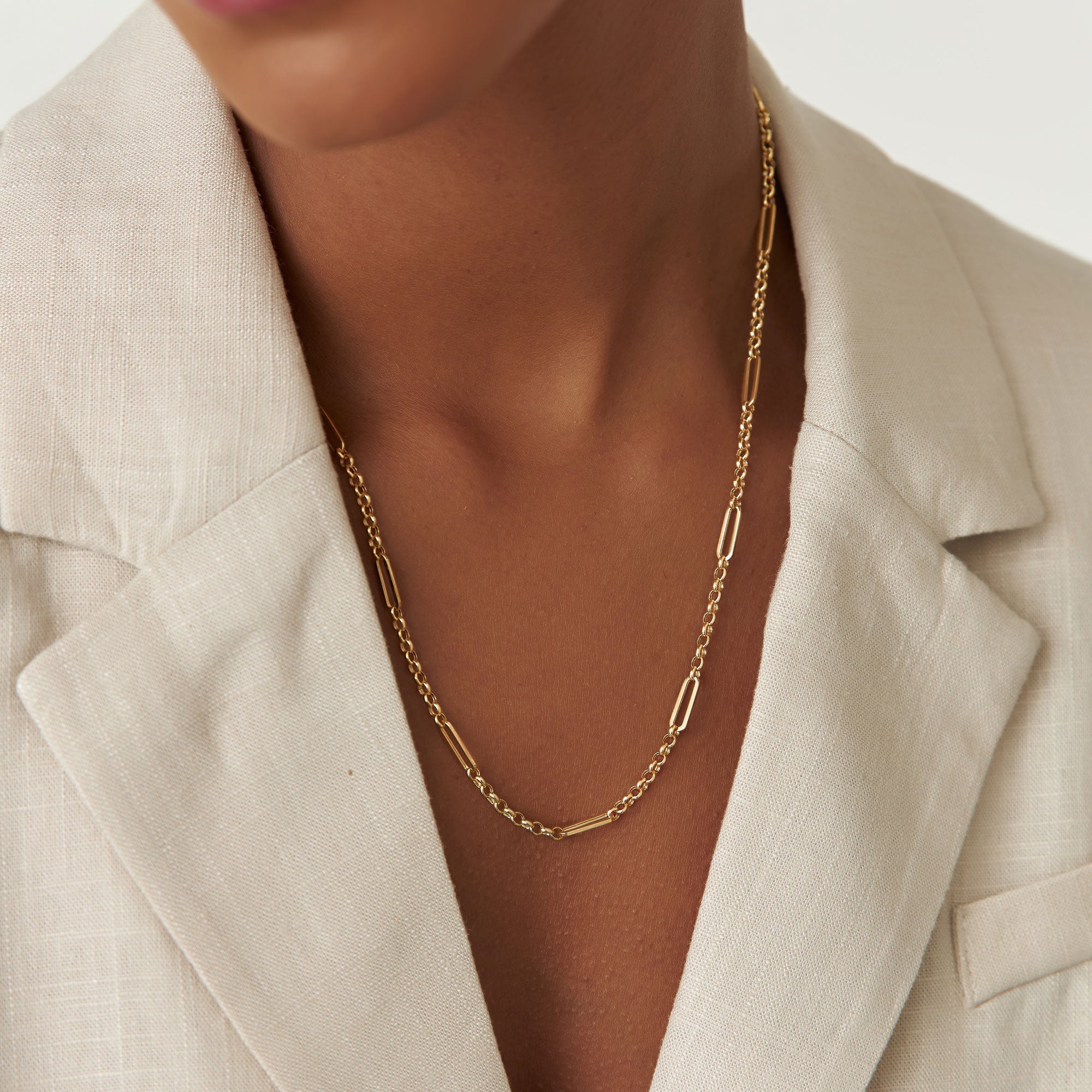 OBFJ1324 - 14K Gold Rolo Paperclip Chain Necklace 5