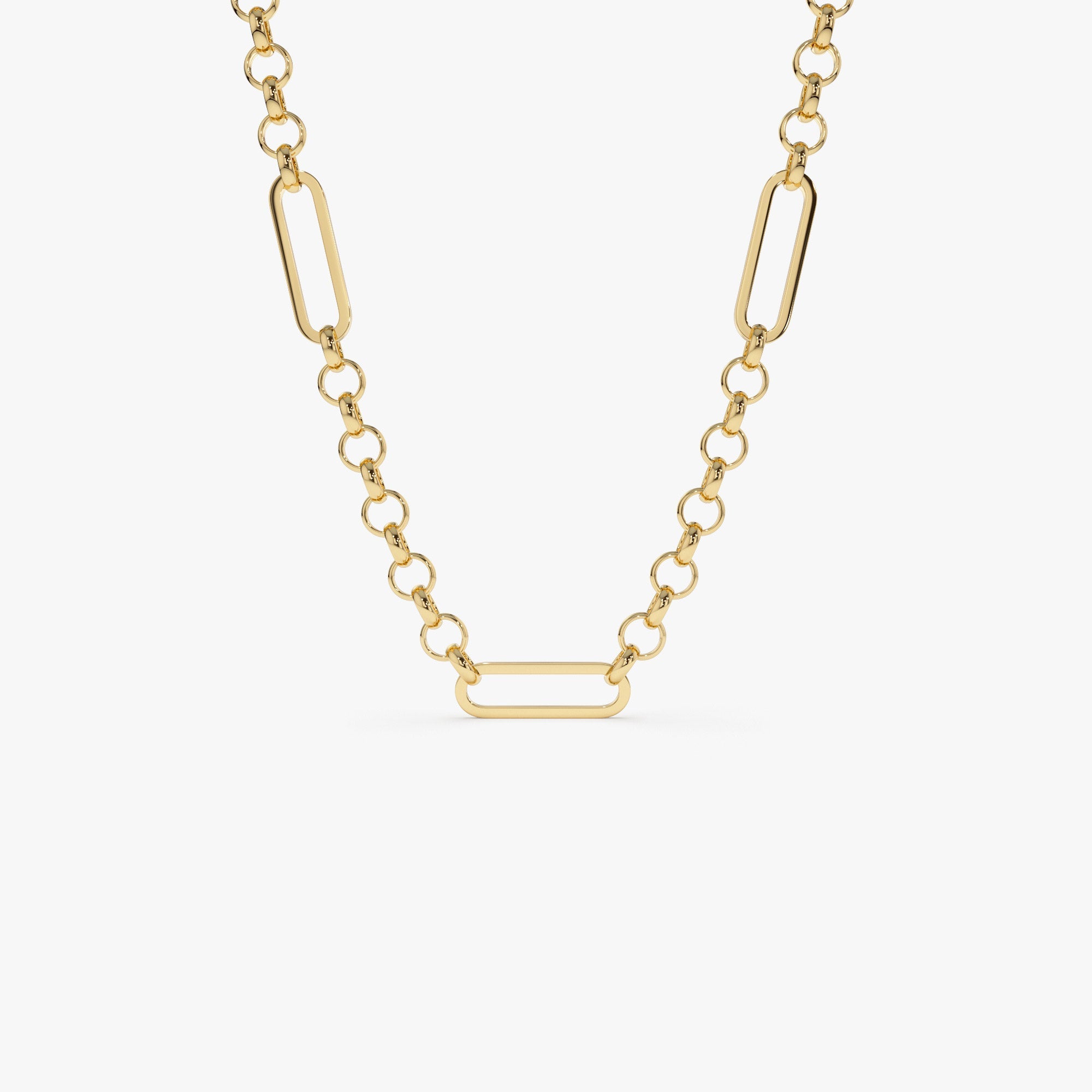 OBFJ1324 - 14K Gold Rolo Paperclip Chain Necklace 1