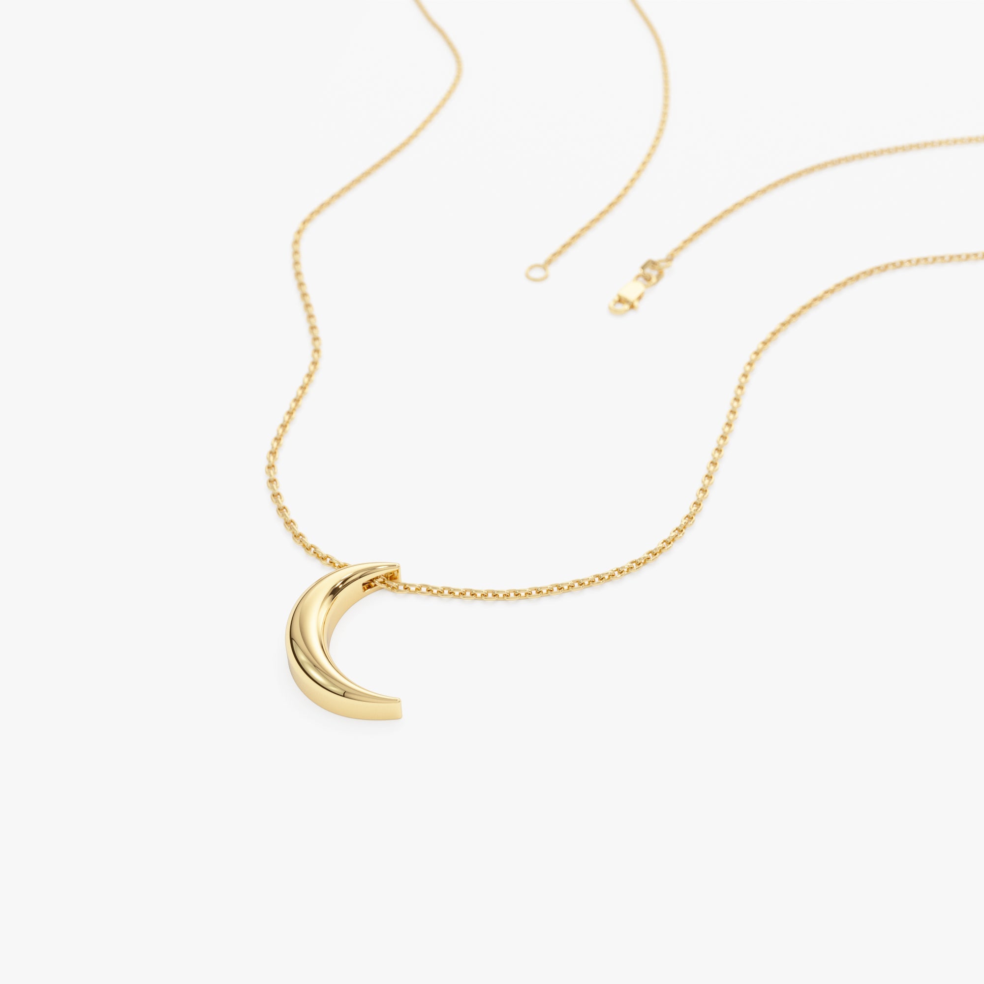 OBFJ1260 - 14K Half Moon Crescent Charm Necklace 7