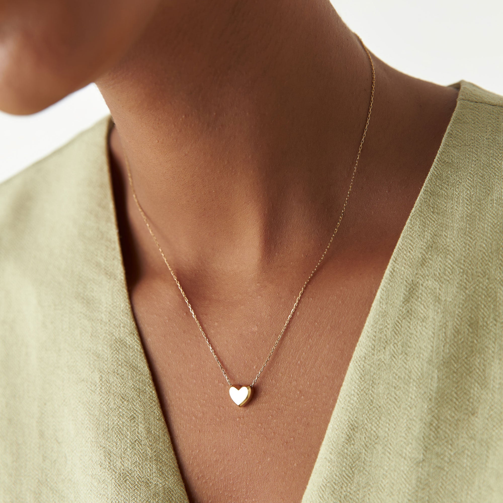 OBFJ1292 - 14k Puffed Heart Slider Necklace 4