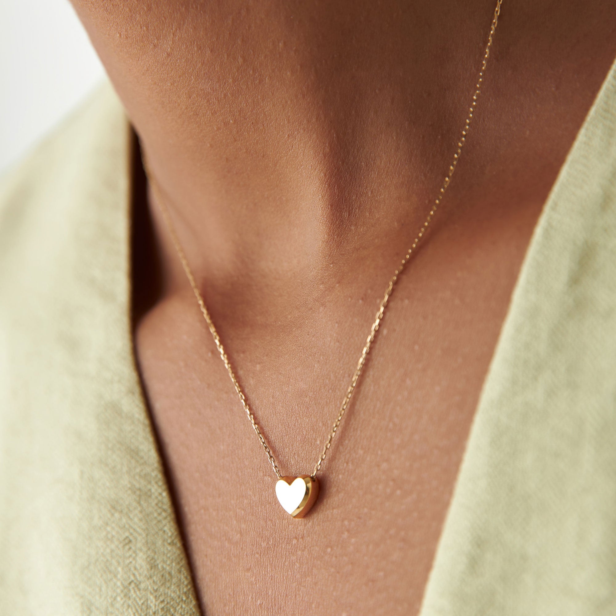 OBFJ1292 - 14k Puffed Heart Slider Necklace 2
