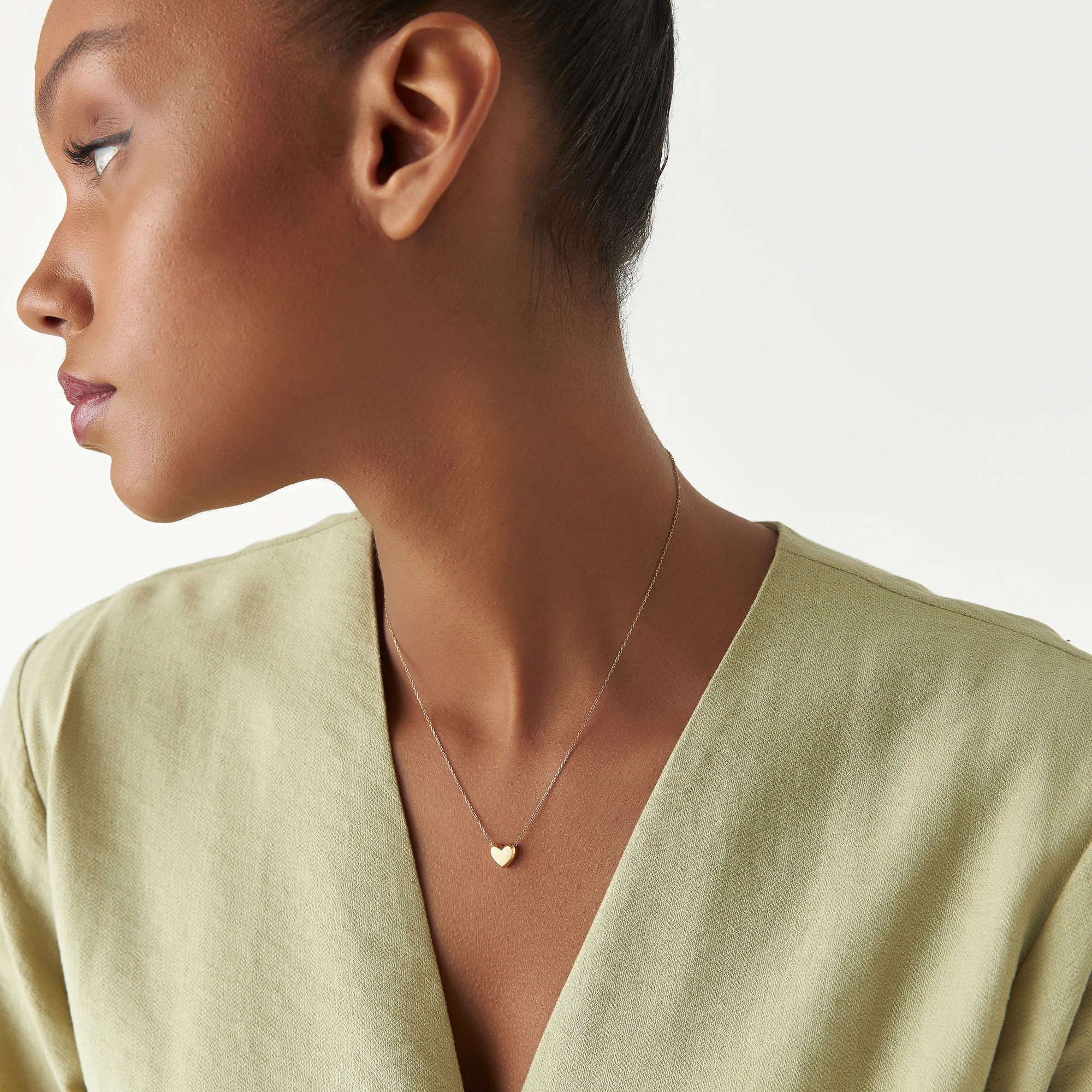 OBFJ1292 - 14k Puffed Heart Slider Necklace 3