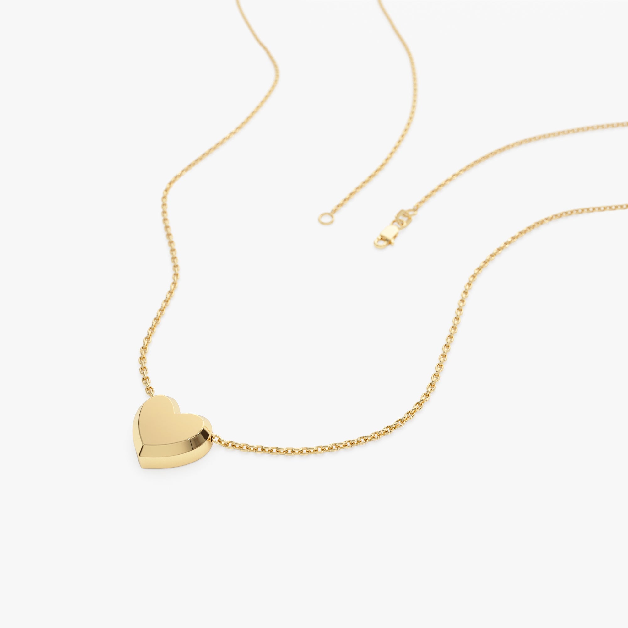 OBFJ1292 - 14k Puffed Heart Slider Necklace 7