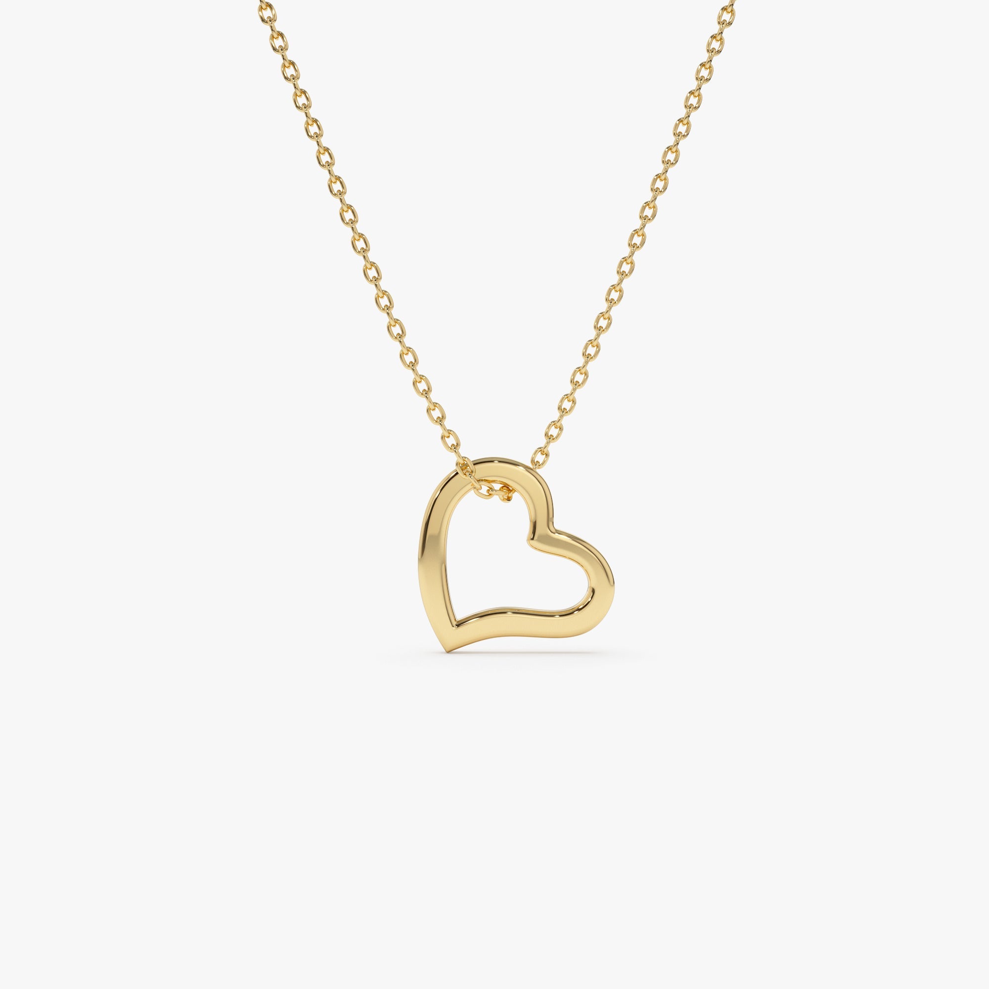 OBFJ1255 - 14k Gold Open Heart Shaped Charm Necklace 1