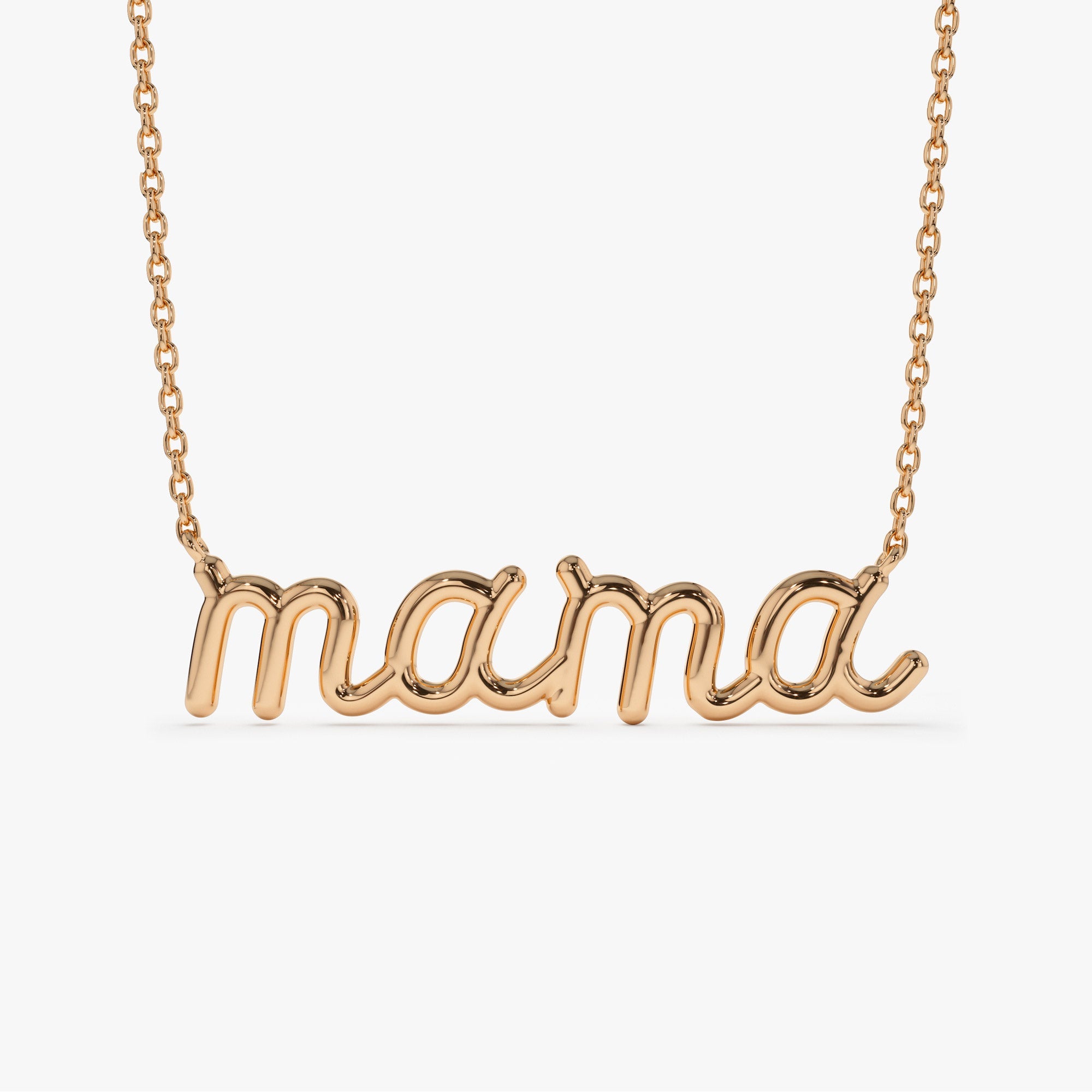 OBFJ1420 - 14k Plain Gold Script Mama Necklace 6